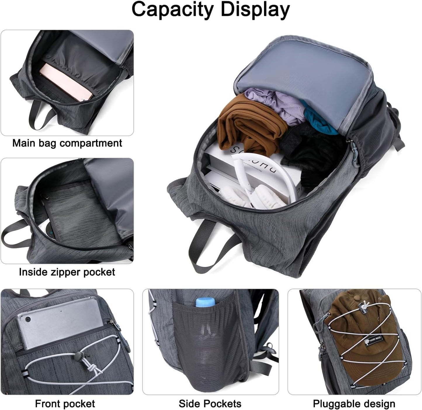 BOVIP 20L Hiking Backpack Lightweight Packable Hiking Daypack Small Travel Outdoor Foldable