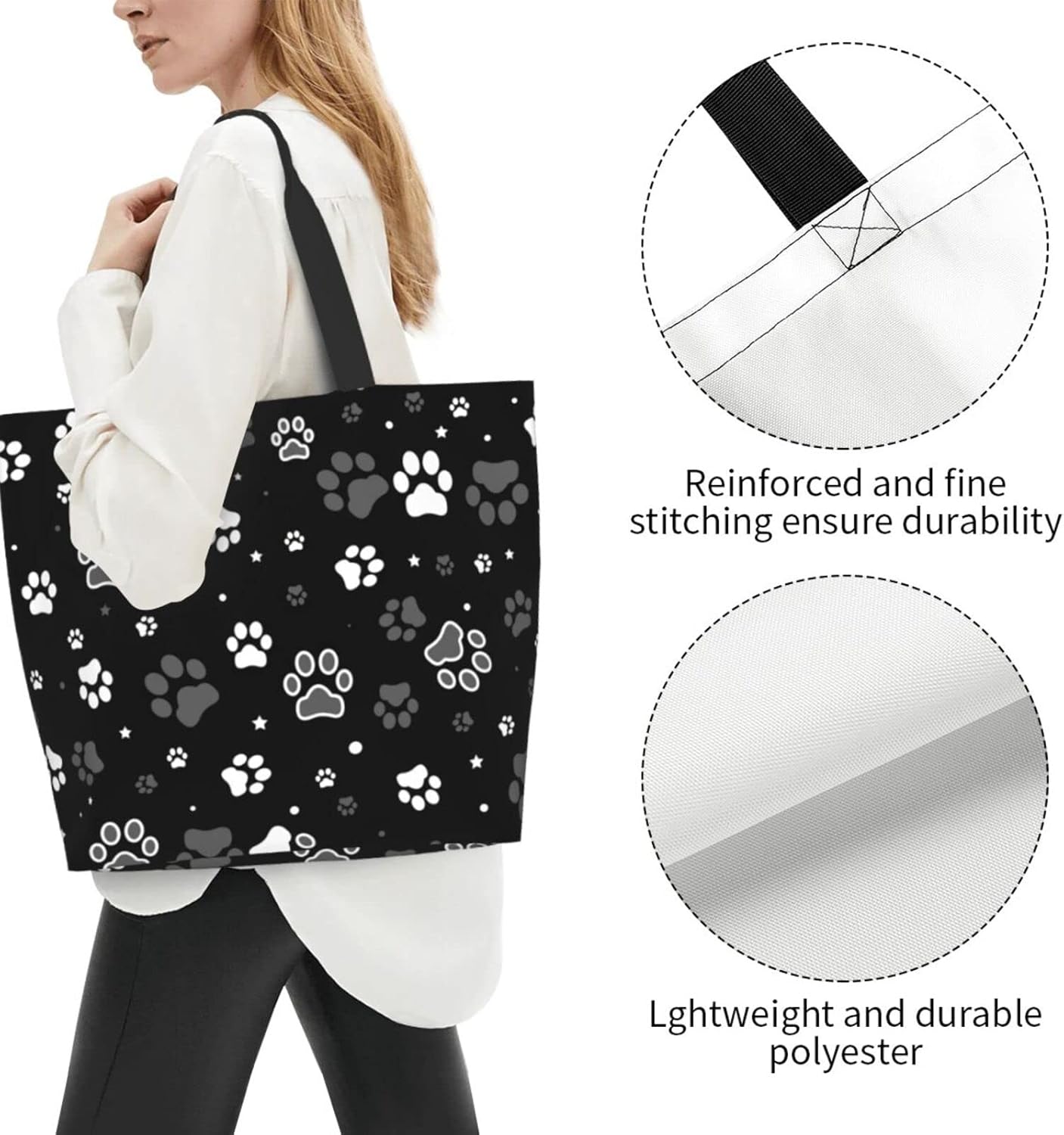 Large Tote Bag for Women Portable Beach Bag Reusable Grocery Bags Funny Gift Bag for Shopping Gym Travel