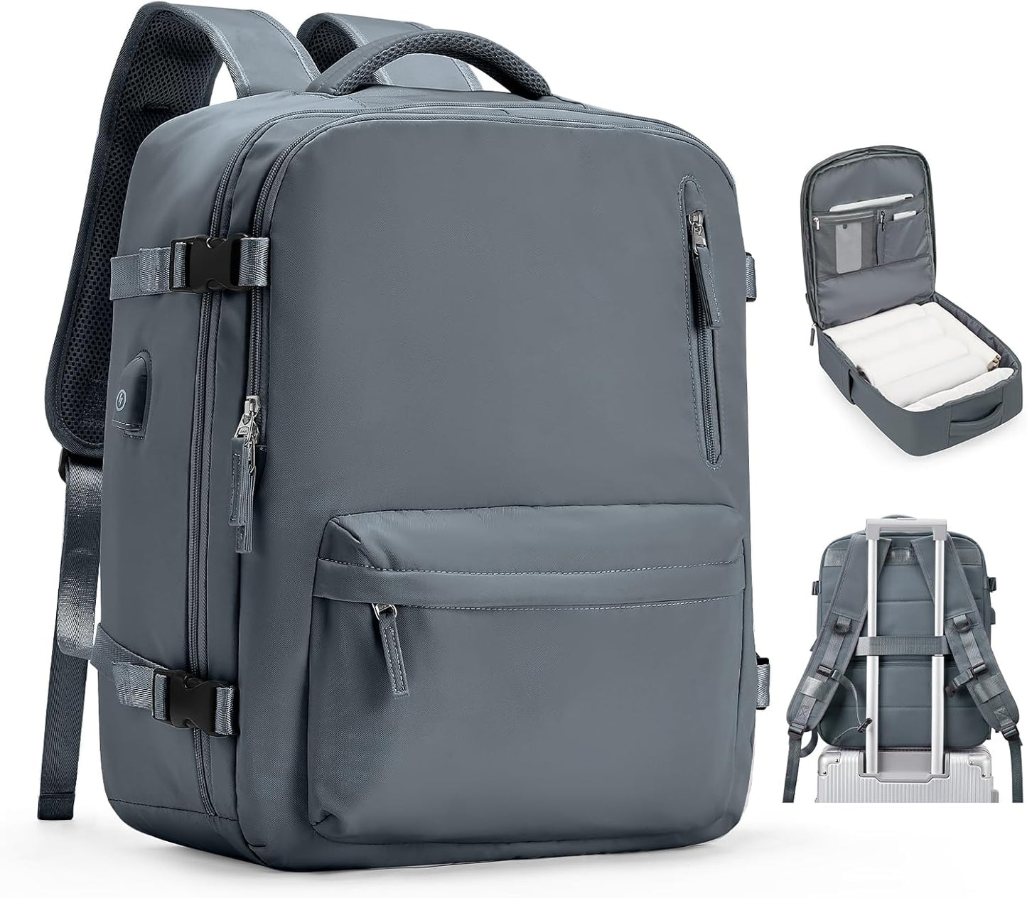 VGCUB Lightweight Travel Backpack for Women Men,Carry on Backpack Flight Approved Luggage,Water Resistant Laptop College Work Backpack Personal Item Daypack Bookbag Mochila de Viaje,Grey blue