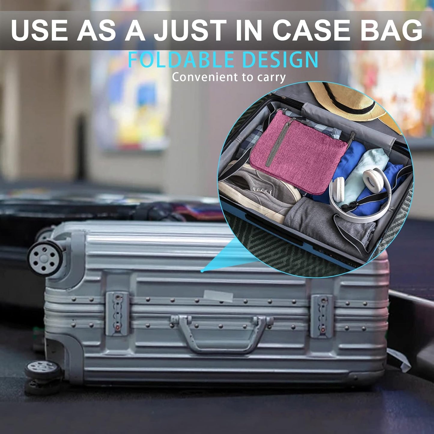 Vomgomfom 65L/85L/115L Foldable Travel Duffle Bag, Lightweight Checked Luggage with Shoe