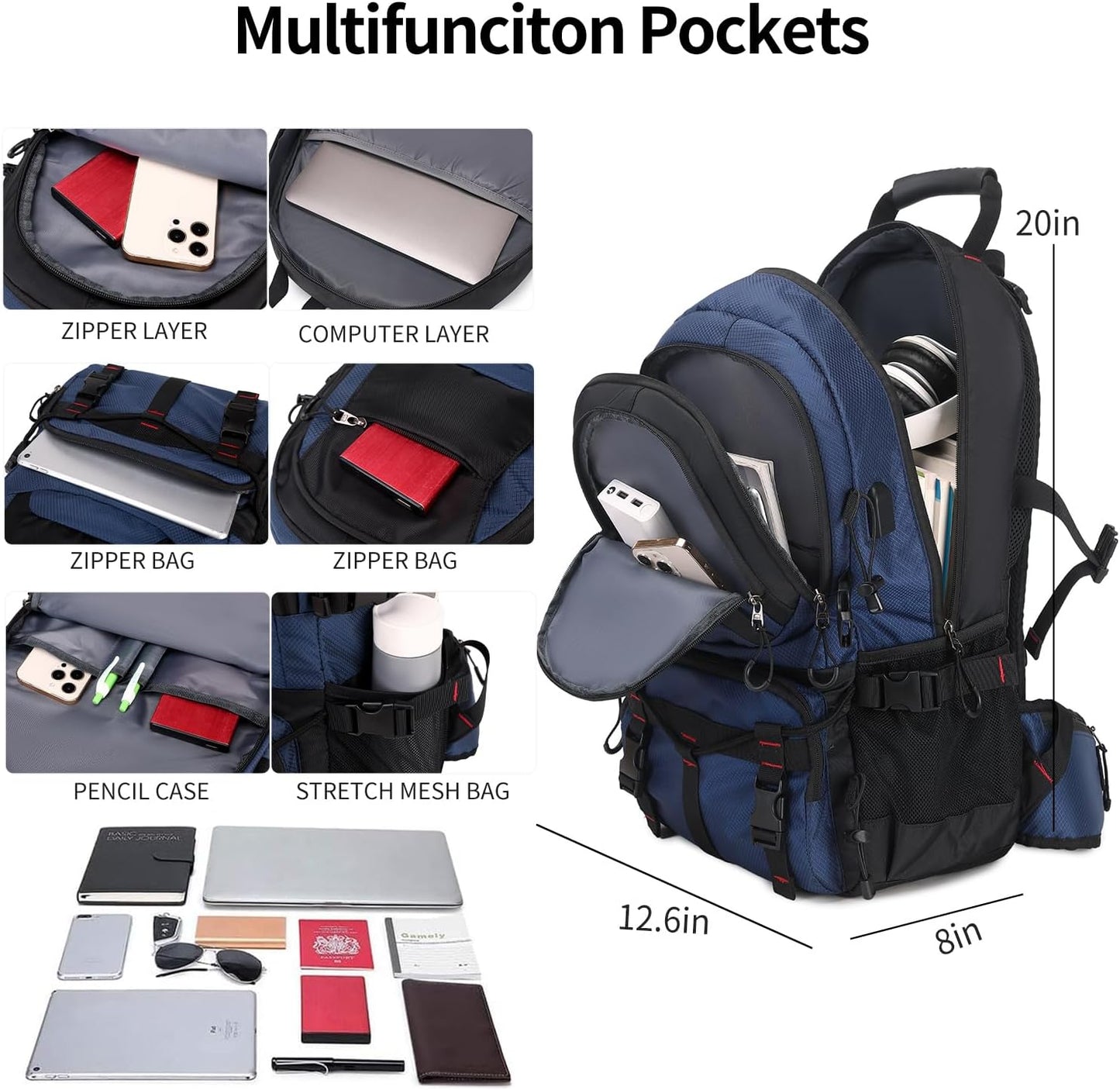 Nerlion 40L Hiking Backpack Travel Backpack for Men Women Camping Waterproof Outdoor Hiking Daypack