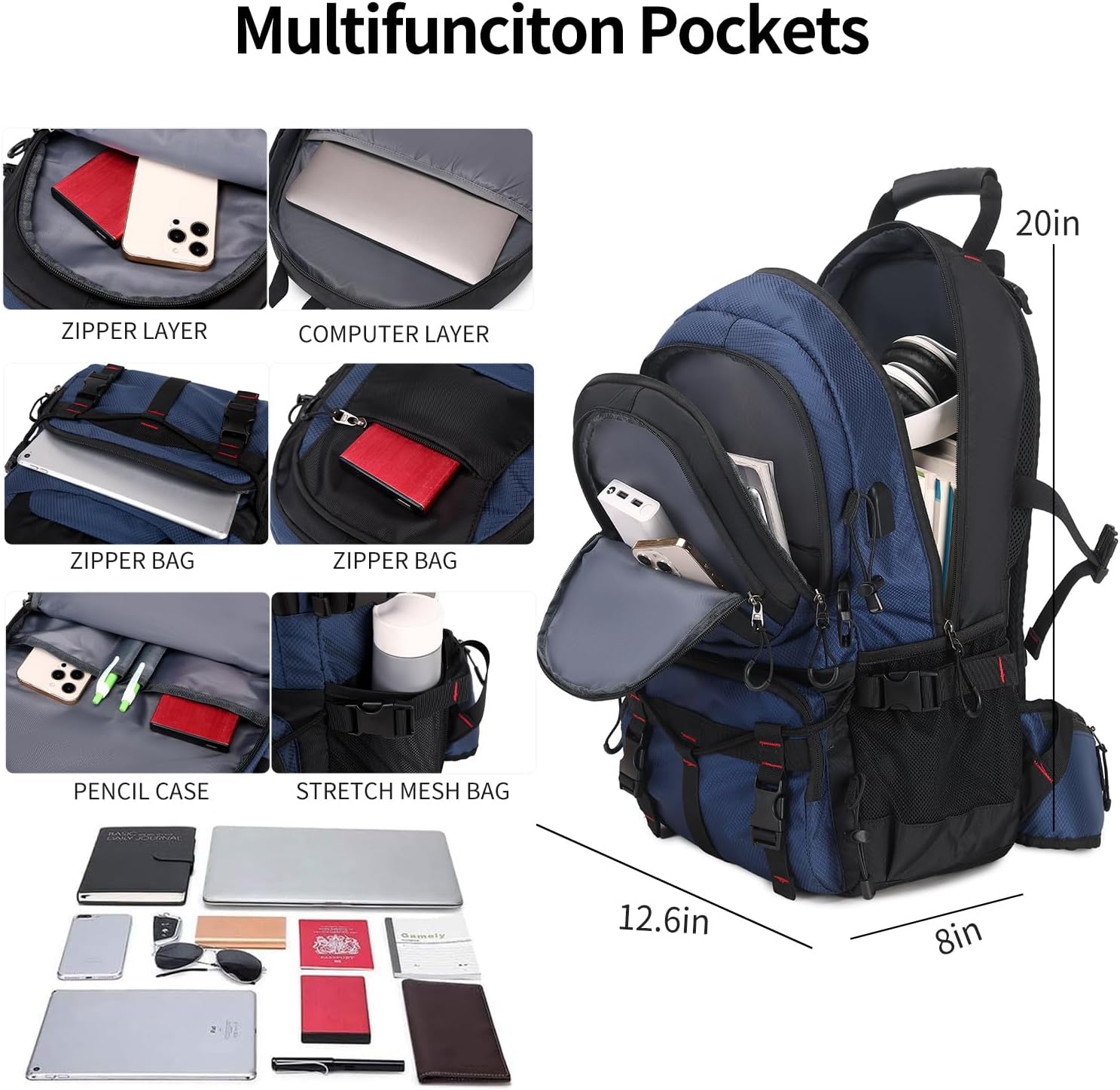 Nerlion 40L Hiking Backpack Travel Backpack for Men Women Camping Waterproof Outdoor Hiking Daypack