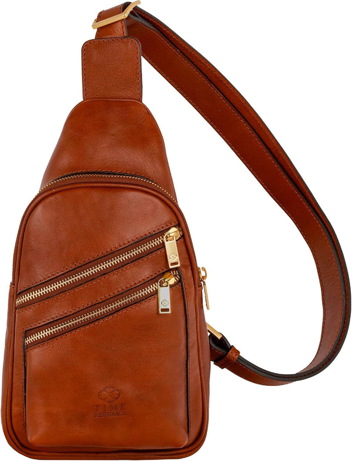 Time Resistance Leather Crossbody Bag - Brown Sling Bag - Messenger Bag for Men and Women - Handmade Shoulder Bag Backpack