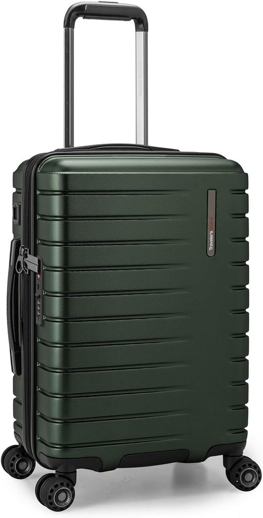 Traveler's Choice Archer Polycarbonate Hardside Spinner Luggage Set, Tie Down Straps, Green, Carry-On 21-Inch