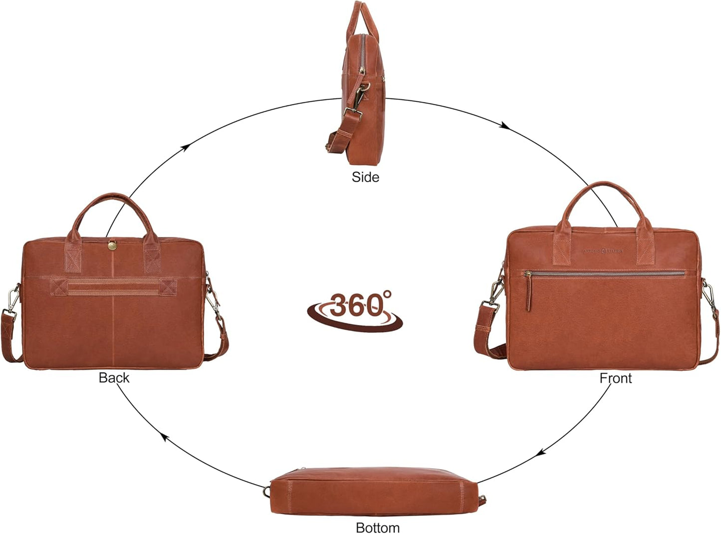 ANTONIO VALERIA Andy Washed Leather Laptop Messenger Bag for Men