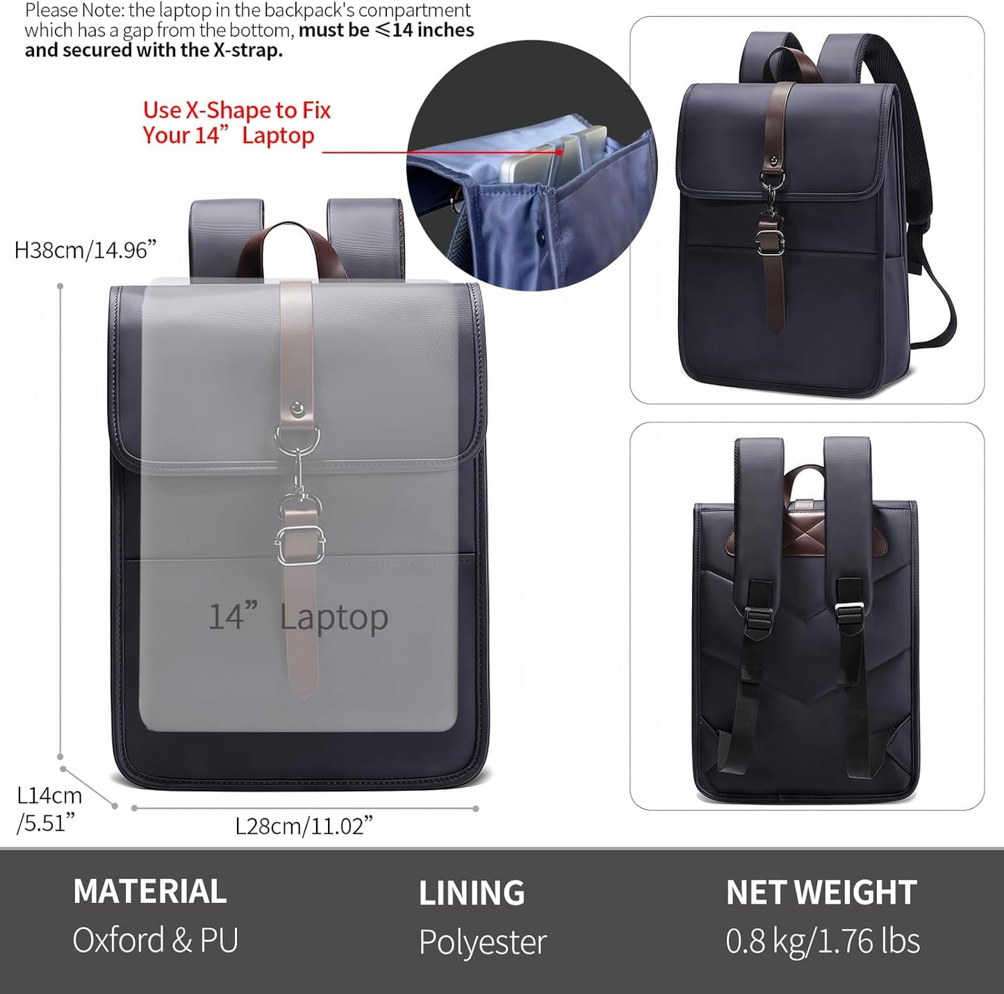 Chic Backpack For Men 14 Inch Laptop Computer Pc Bags Elegant Executive Business Compact Waterproof Backpack For Airport Travel Office Mochila