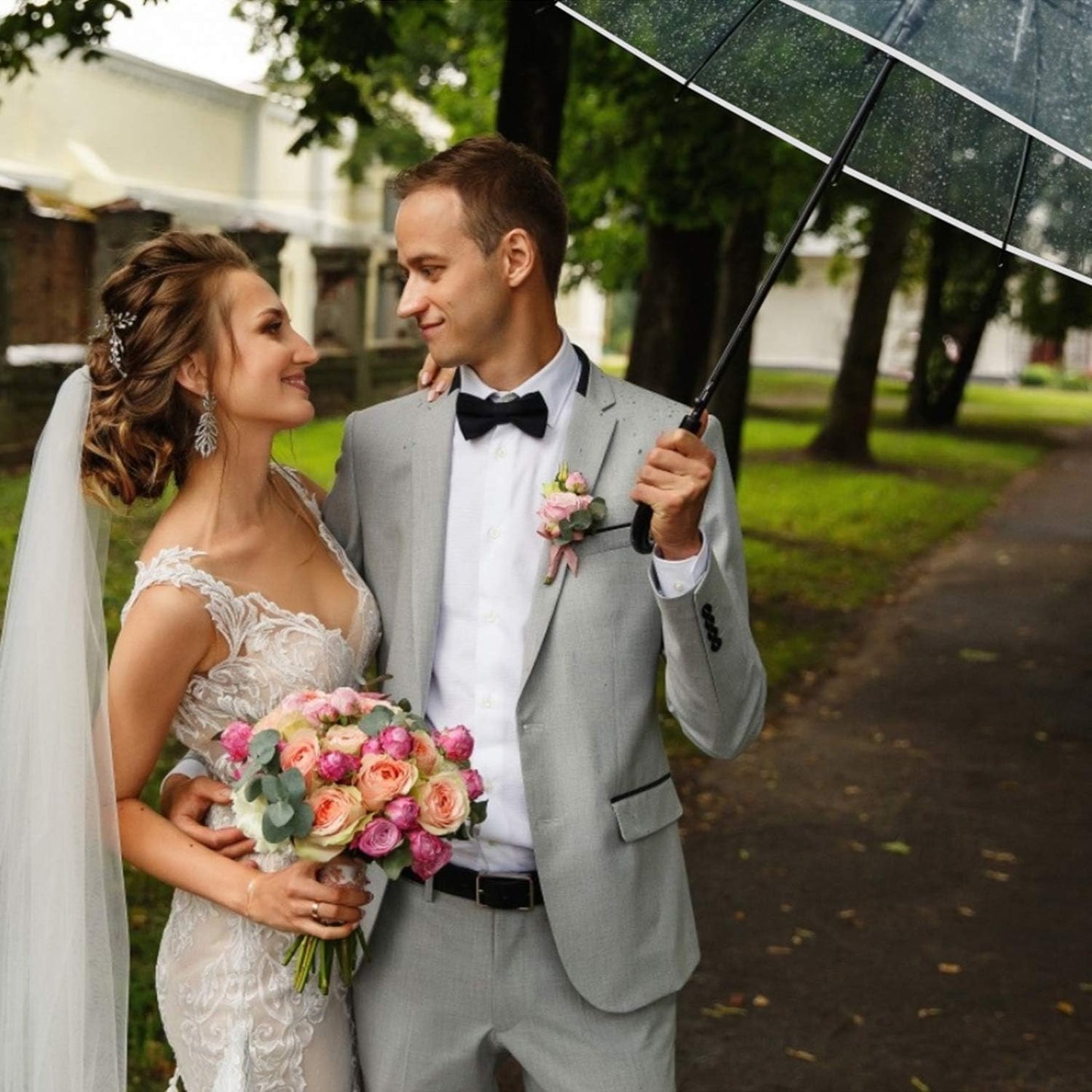 G4Free 62 Inch Clear Golf Umbrella Transparent Auto Open Large Stick Umbrella Oversized Windproof Waterproof with Sleeve for Women Men