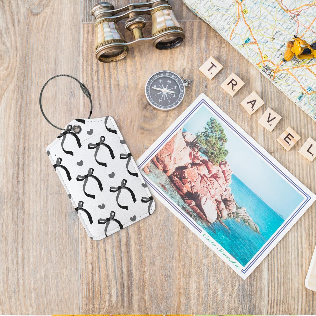 Coquette Black Bow Luggage Tags for Suitcases, Cute Luggage Tags for Women, Preppy Gifts, Cute Trendy 2 Pack Luggage Tag for Travel, Teen Girls Gifts Suitcase Tags