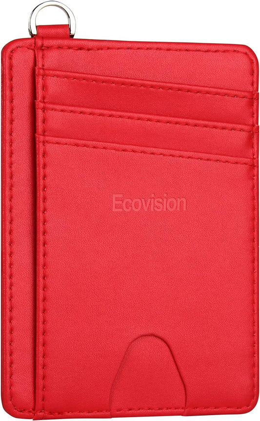 EcoVision Slim Minimalist Front Pocket Wallet, RFID Blocking Credit Card Holder Wallet with Detachable D-Shackle for Men Women