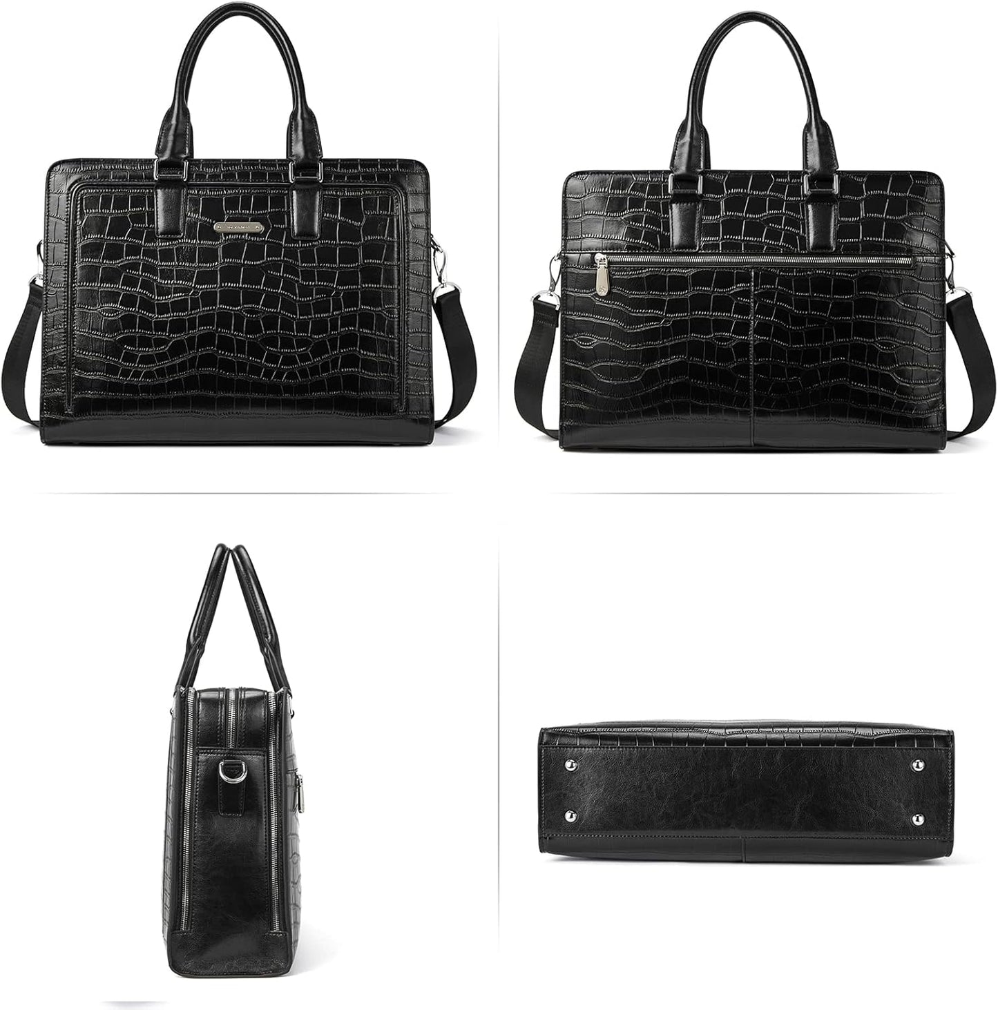 BOSTANTEN Women Genuine Leather Briefcase Tote Business Vintage Handbag 15.6" Laptop Shoulder Bag