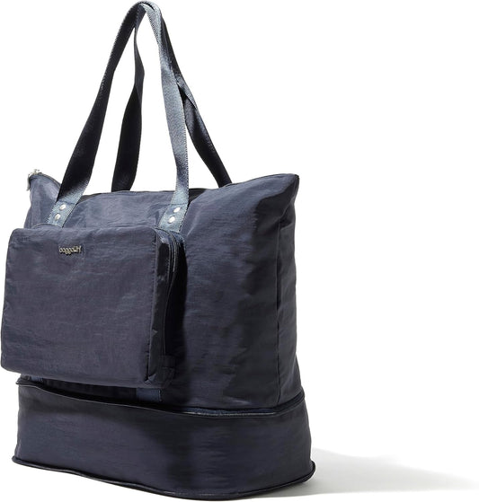Baggallini Carryall Expandable Lightweight Travel Tote 22" Packable Folding Compact Nylon Washable Weekender w/Luggage Sleeve