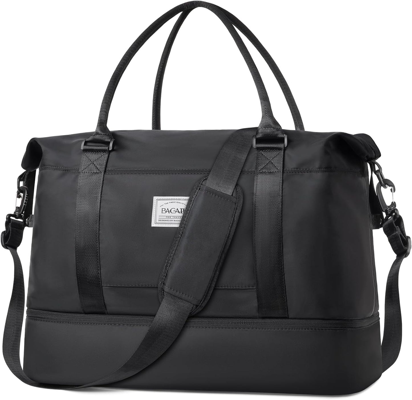 BAGAIL Travel Duffel Bag - Weekender, Overnight Gym Carry On Tote with Wet Pocket, Hospital Mom Bag for Labor and Delivery - Extra Large, Black