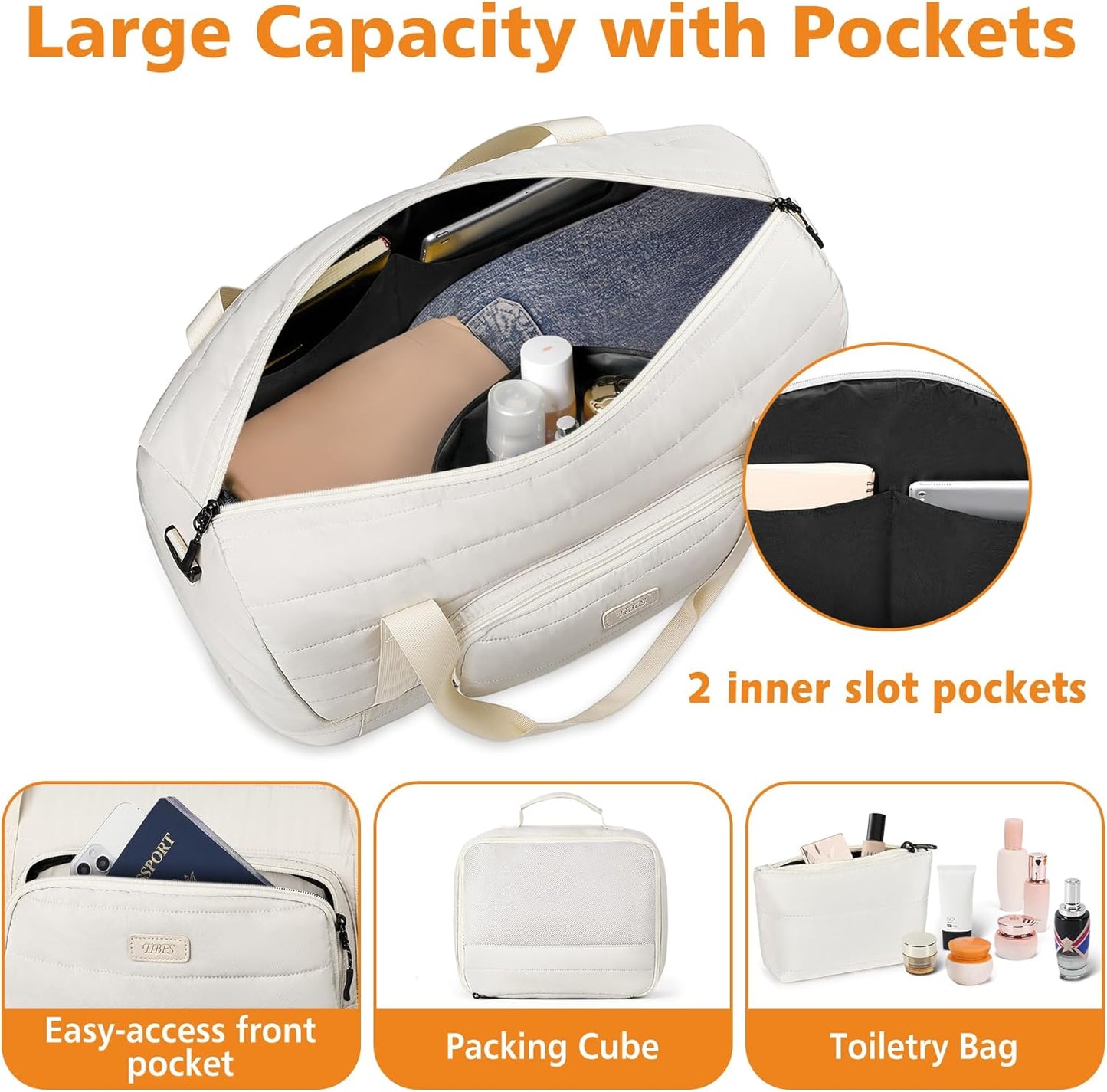 Travel Weekender Bag for Women, Overnight Bag with Shoe Compartment Oversized Travel Duffel Bag Carry On Tote 21"