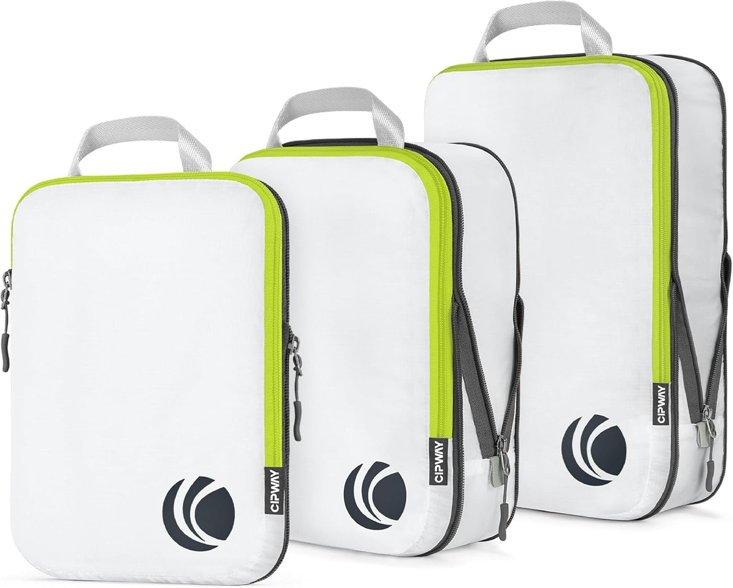 Cipway Compression Packing Cubes Set, Ultralight Expandable Travel Packing Organizers for Carry on Luggage (White 3pcs)