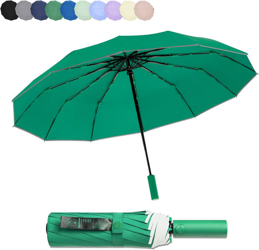 BAODINI Windproof Compact Rain Umbrella for Travel 42/46 Inch Premium Fabric Auto Open Perfect for Purse and Backpack Portable Umbrella for Women and Men