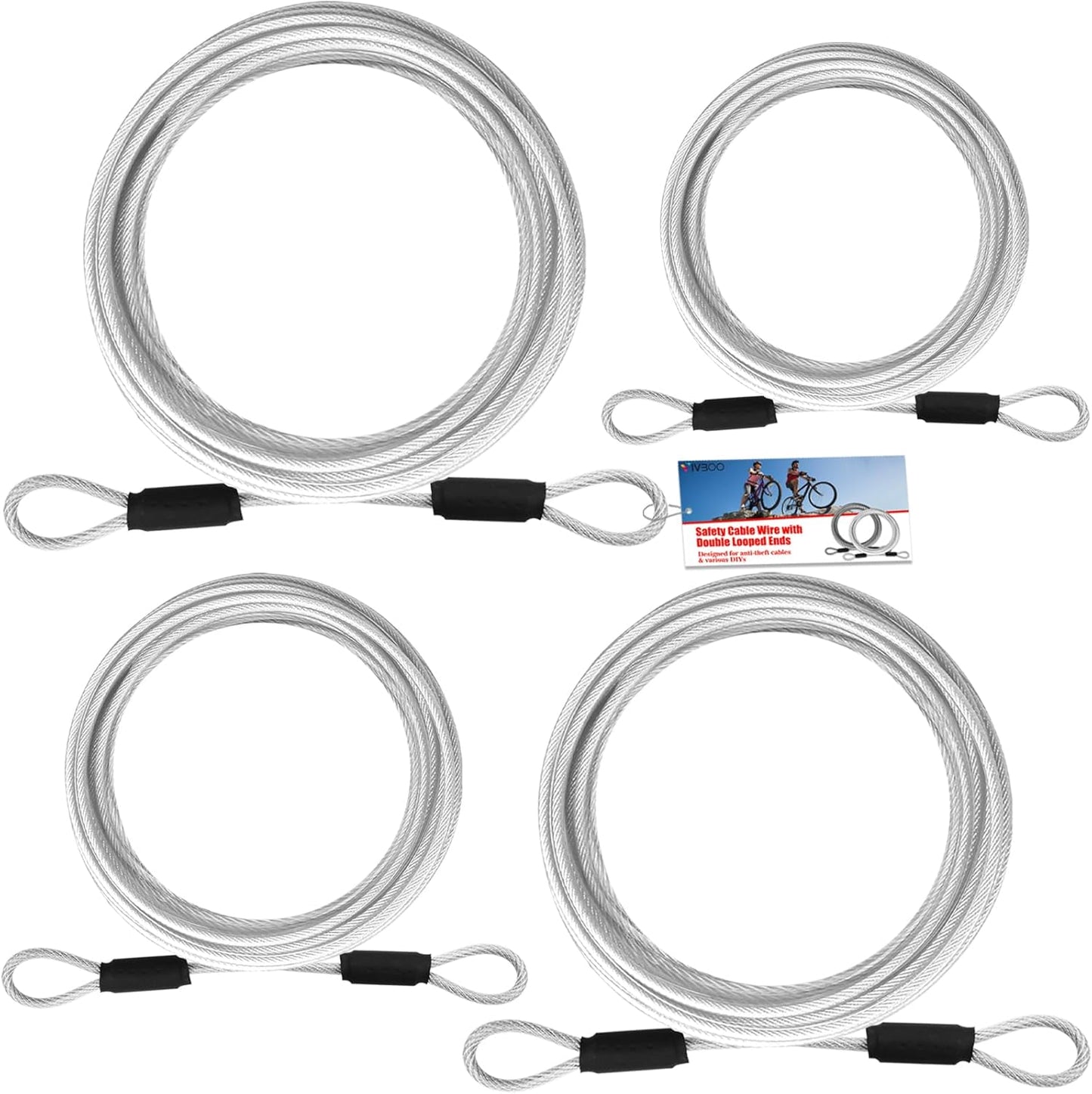 4FT/6FT/10FT/15FT Cable Locks with Combination 1/8 inch Security Cable with Loops for Fence Luggage Gym Locker Cabinet