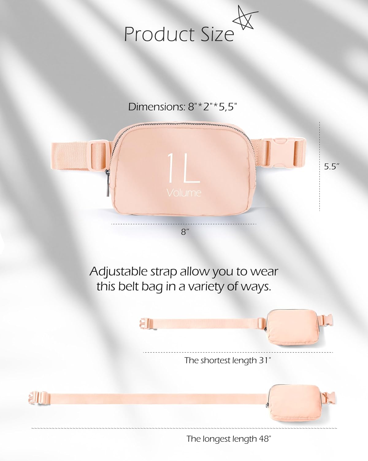ODODOS Unisex Mini Belt Bag with Adjustable Strap Small Fanny Pack for Workout Running Traveling