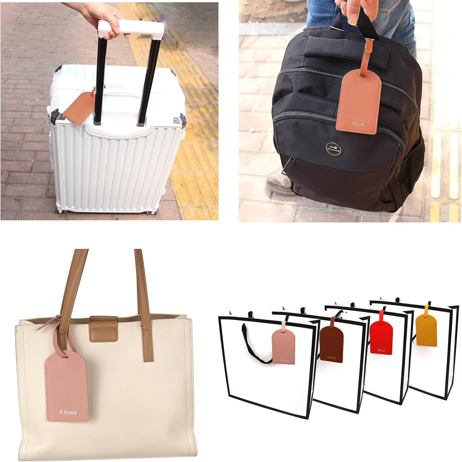 Luggage Tags Personalized PU Leather Name Trave Tags for Suitcase Baggage Handbag Backpacks Bags