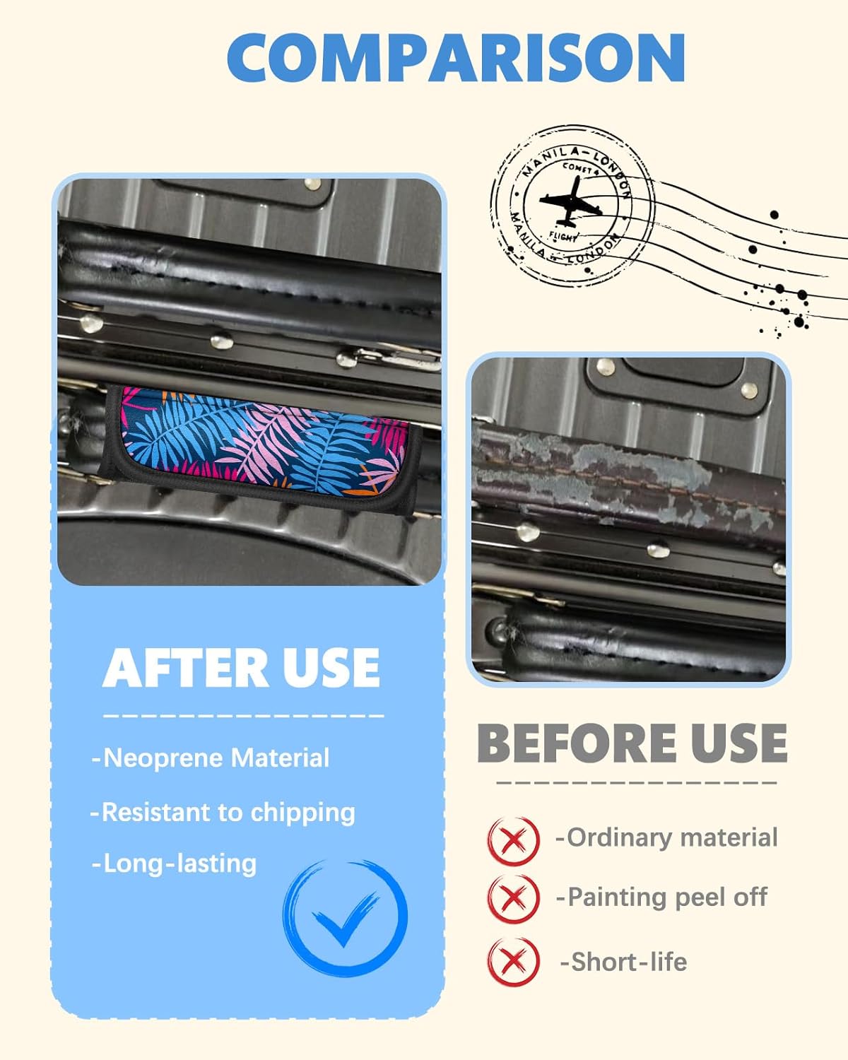 Slohif Luggage Handle Wrap 3Pcs Suitcase Identifier - Bag Strap Cover For Bogg Travel Accessories
