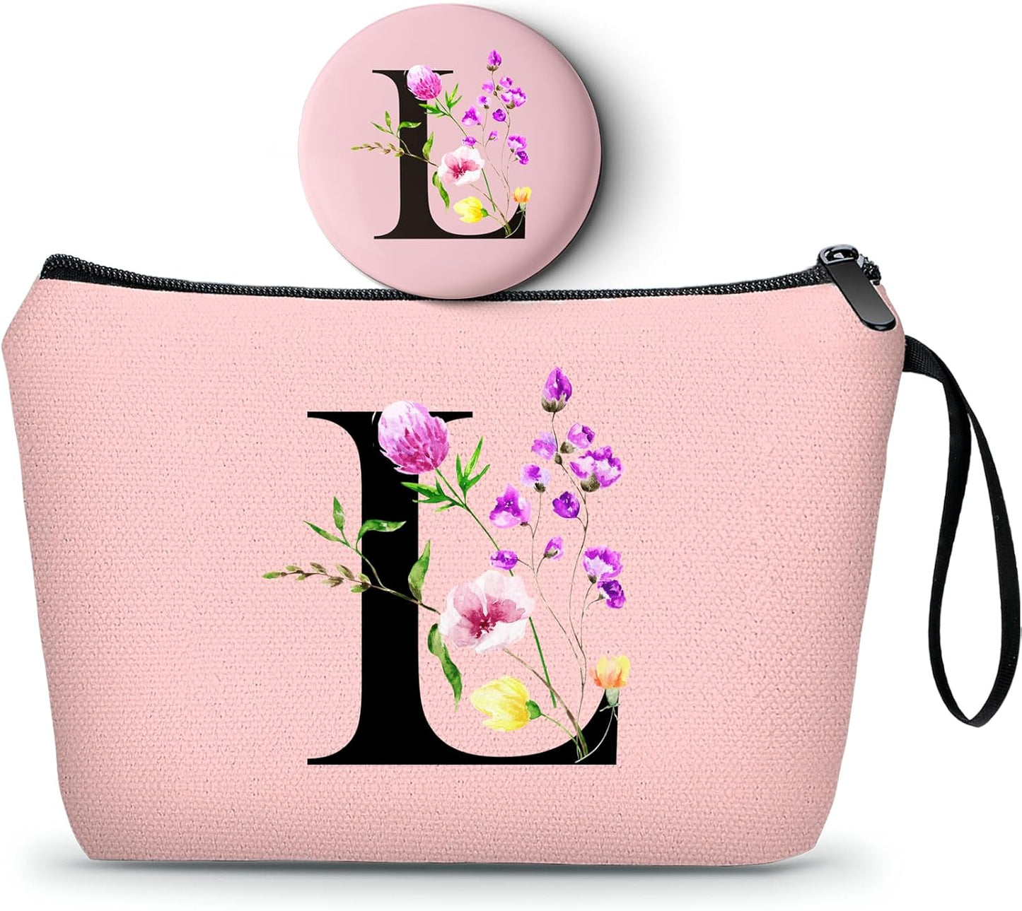 Happy Birthday Friendship Bridesmaid Team Gifts for Employees Women Mom Aunt Daughter Teenage Girl Personalized Make up Cosmetic Bag Travel with Mirror Mothers Day Christmas Graduation L