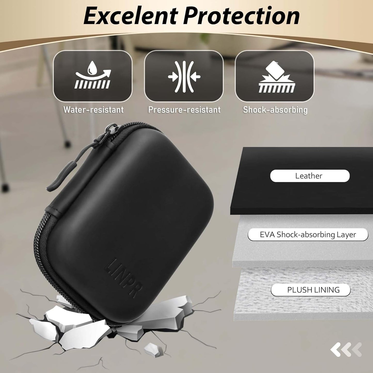 Digital Camera Case for CAMKORY, KODAK PIXPRO FZ45/FZ55, Canon IXUS 285 HS, Lecran, Small Travel Compact Camera Holder with Mesh Pocket for Accessories SD Card (Black-PU)