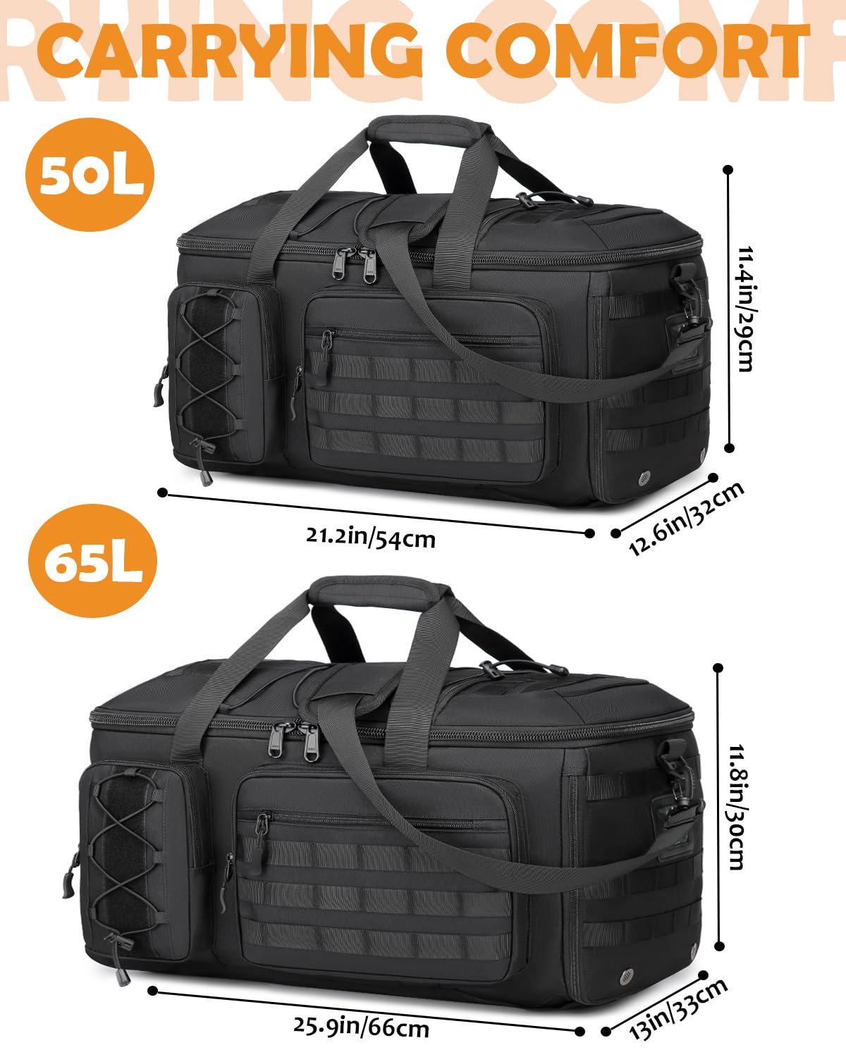 65L Large Travel Duffle Bag for Men, 3-in-1 Convertible Backpack and Gym Bag with Shoe Compartment