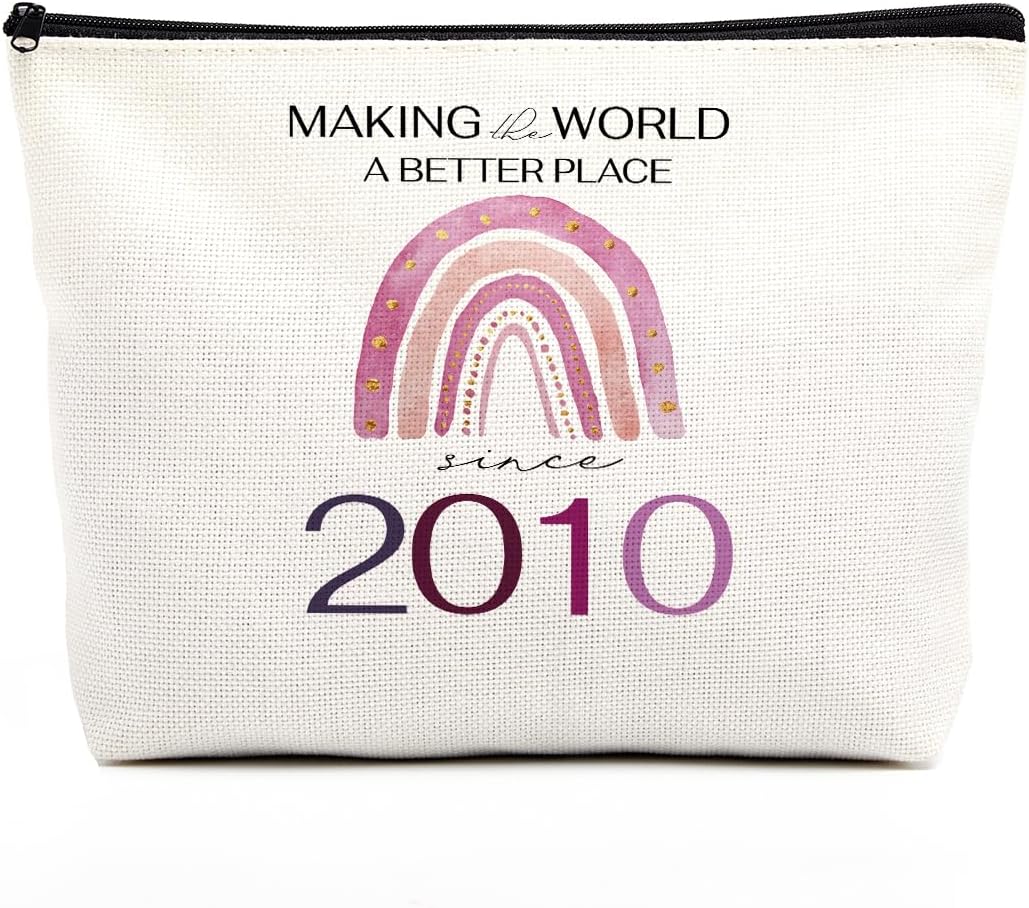fkovcdy Sweet Gifts for Girls Birthday Decorations Makeup Bag Boho Rainbow Birthday Gifts for Girl Her Daughter Granddaughter Niece Making The World A Better Place 2010