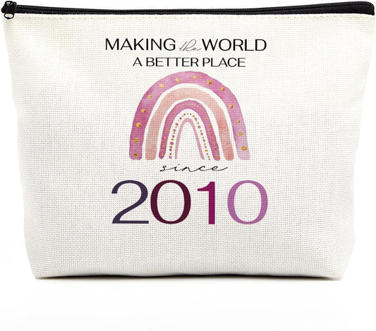 fkovcdy Sweet Gifts for Girls Birthday Decorations Makeup Bag Boho Rainbow Birthday Gifts for Girl Her Daughter Granddaughter Niece Making The World A Better Place 2010