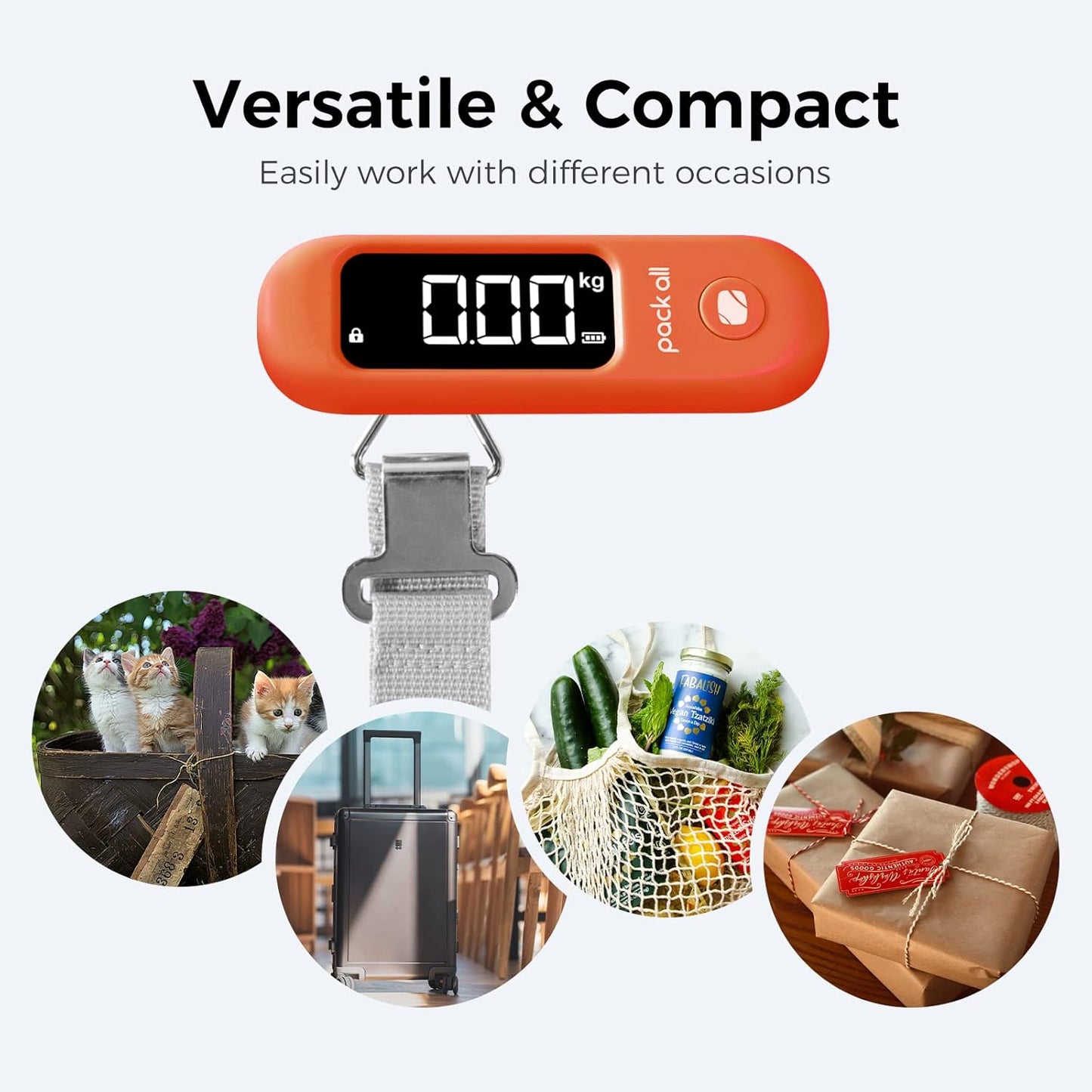 pack all 110 Lbs Luggage Scale, Digital Handheld Baggage Scale, Travel Suitcase Weight Scale with LCD Display, Battery Included, Apple Green