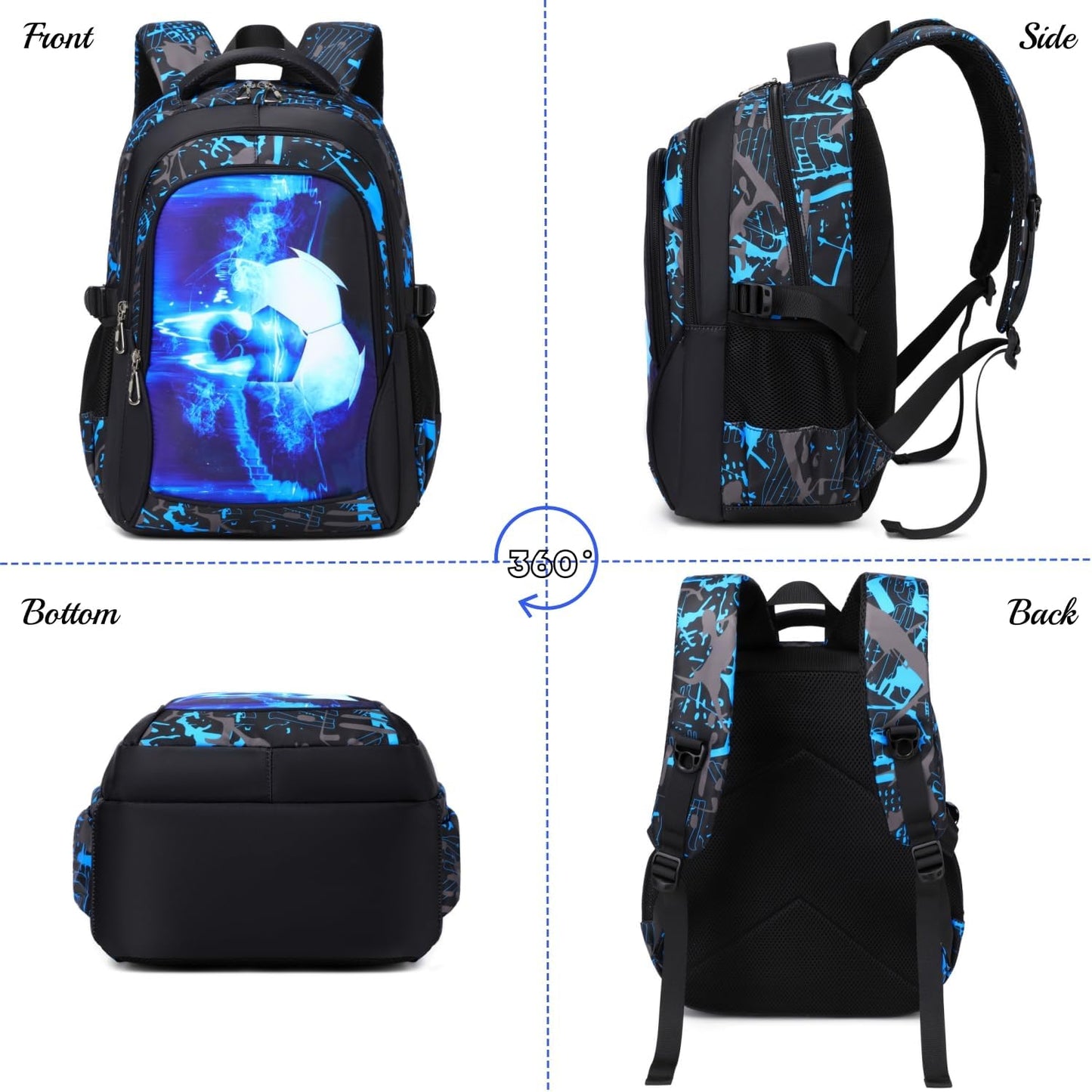 Boys Backpack Elementary School Bookbag Waterproof Durable Sturdy Kids Schoolbag Casual Travel Daypack(Blue)
