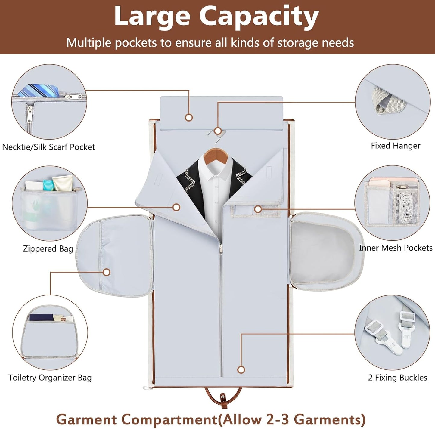 Garment Duffle Bag for Travel - Convertible Carry on Garment Duffel Travel Bag for Women Men Large