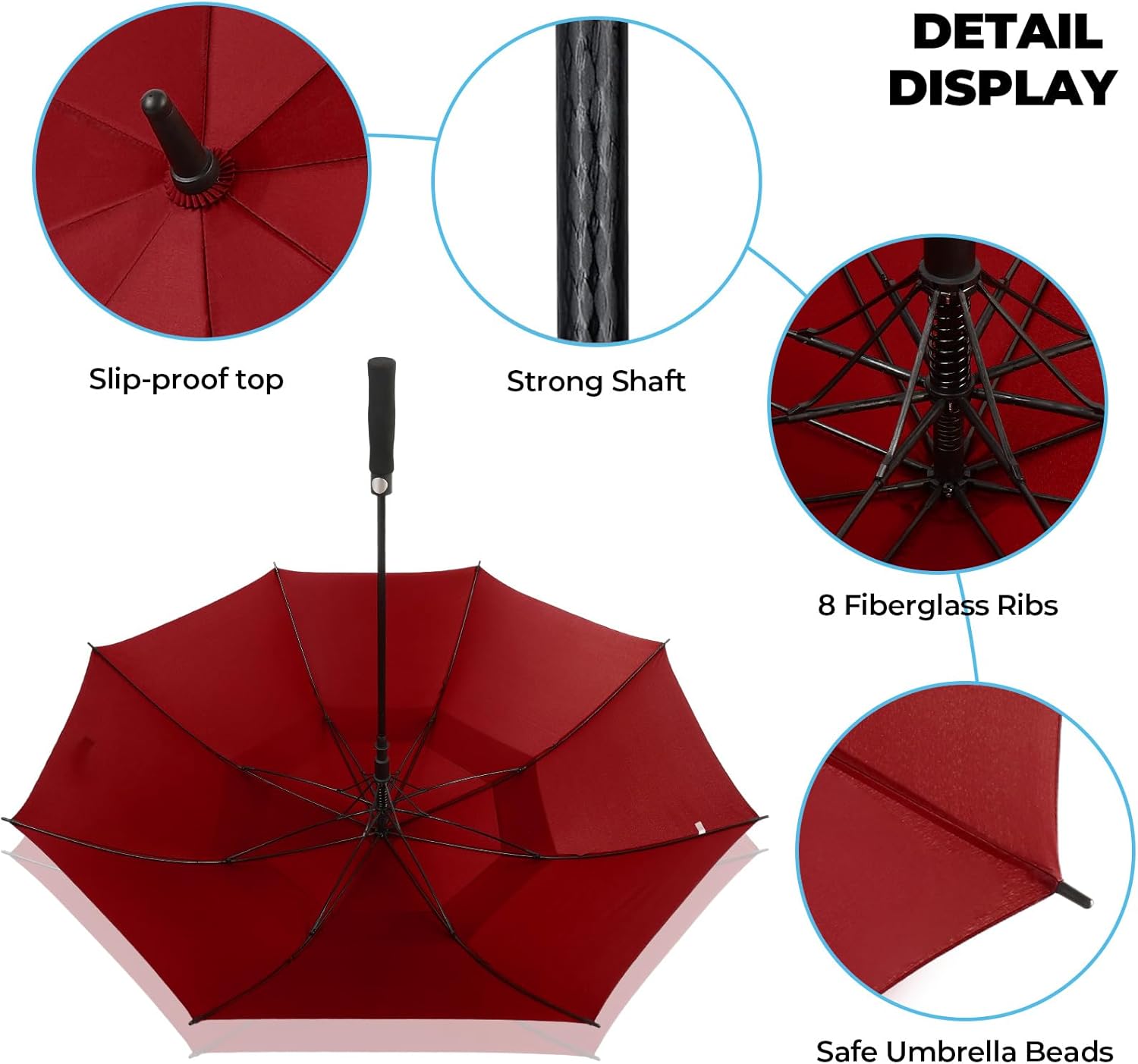Automatic Open Golf Umbrella, 54/62/68/72 inch Extra Large Oversize Double Canopy Vented Stick
