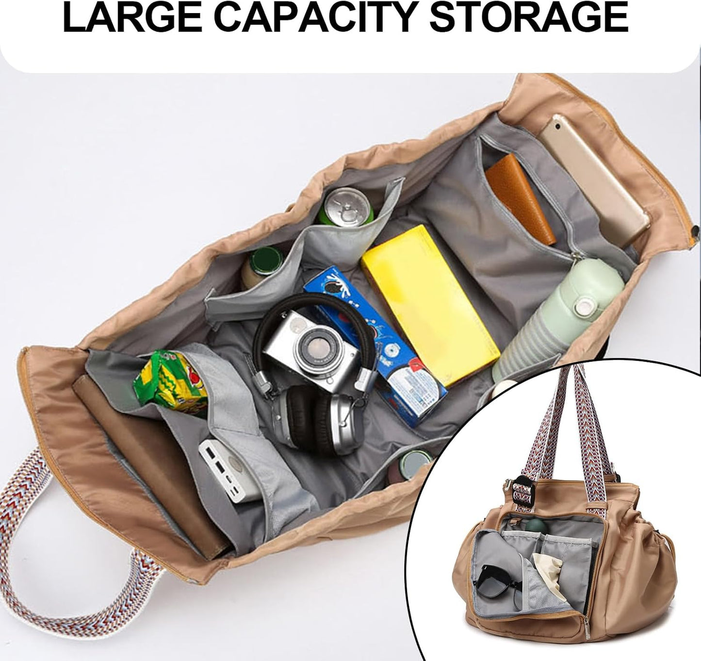 Gym Bag,Foldie Travel Tote Bag,Sports Weekender Bags for Women,Large Capacity Multifunctional Organizer Bag