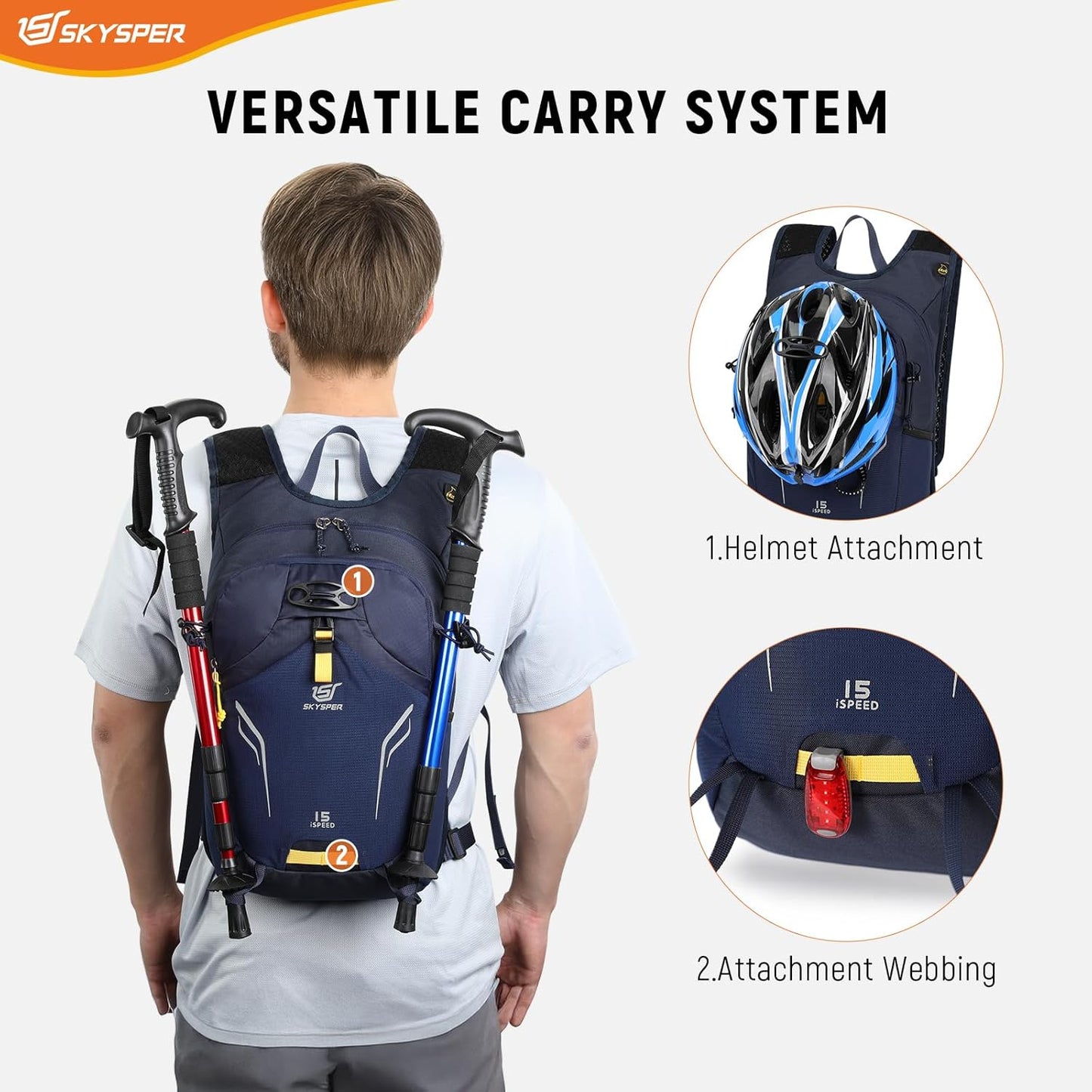 SKYSPER Small Hiking Backpack 15L Lightweight Day Pack Travel Hiking Daypack for Women Men(Navyblue)