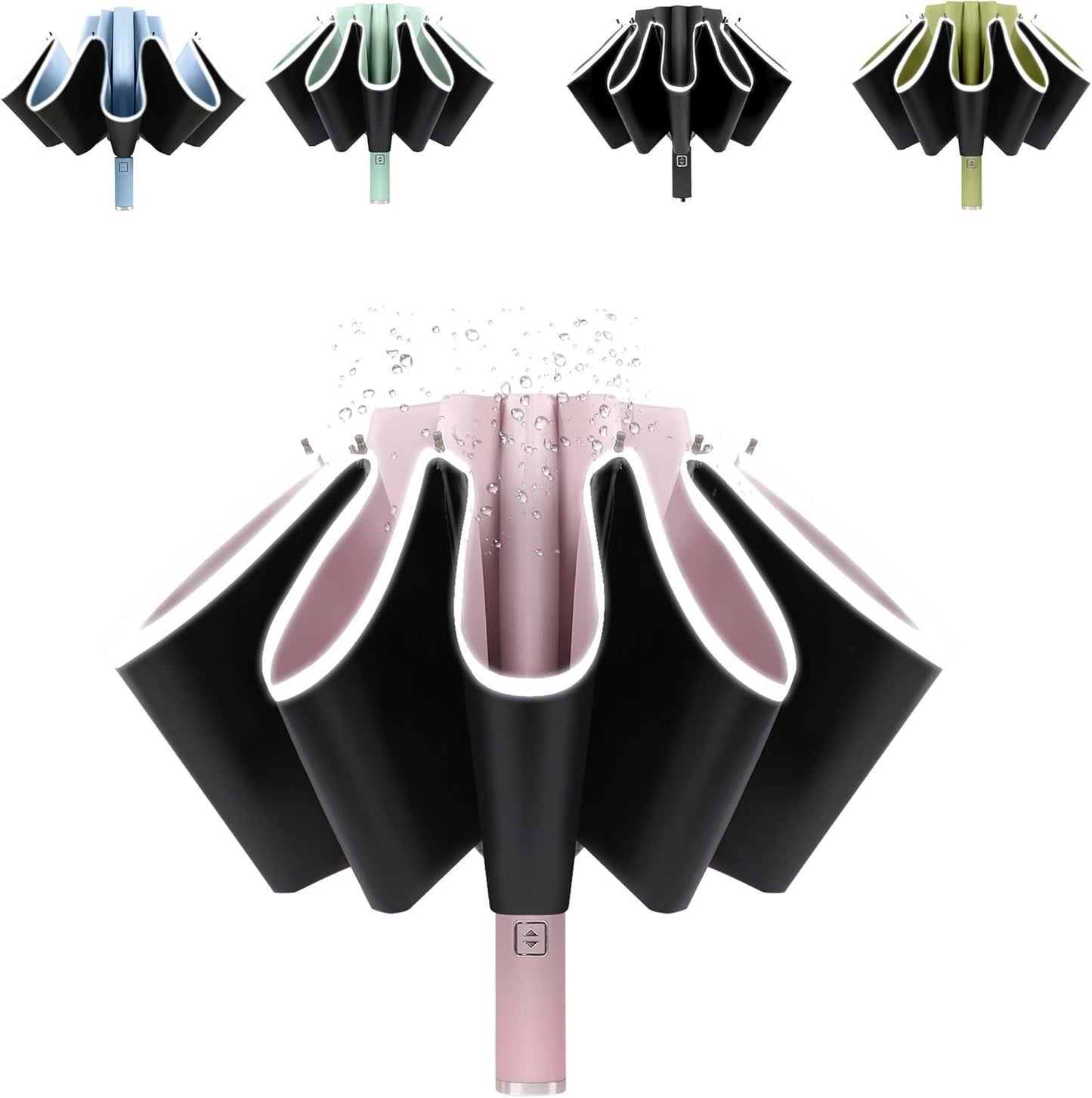 BAODINI Inverted UV Umbrella for Rain and Sun Medium Size UPF 50+ Rverse Compact Umbrella Auto Open Close