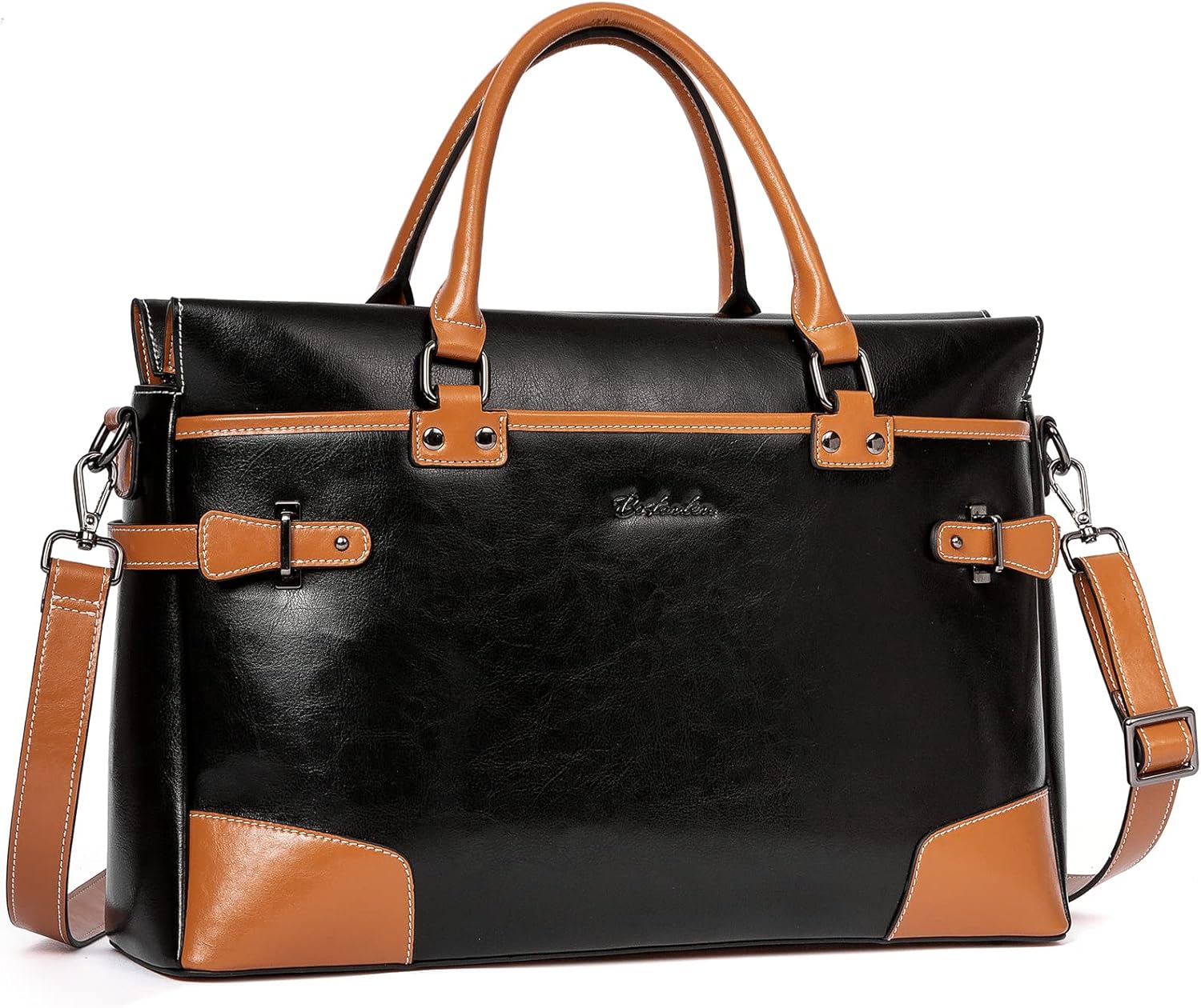 BOSTANTEN Briefcase for Women Leather Laptop Bag 15.6 inch Computer Messenger Office Business Work