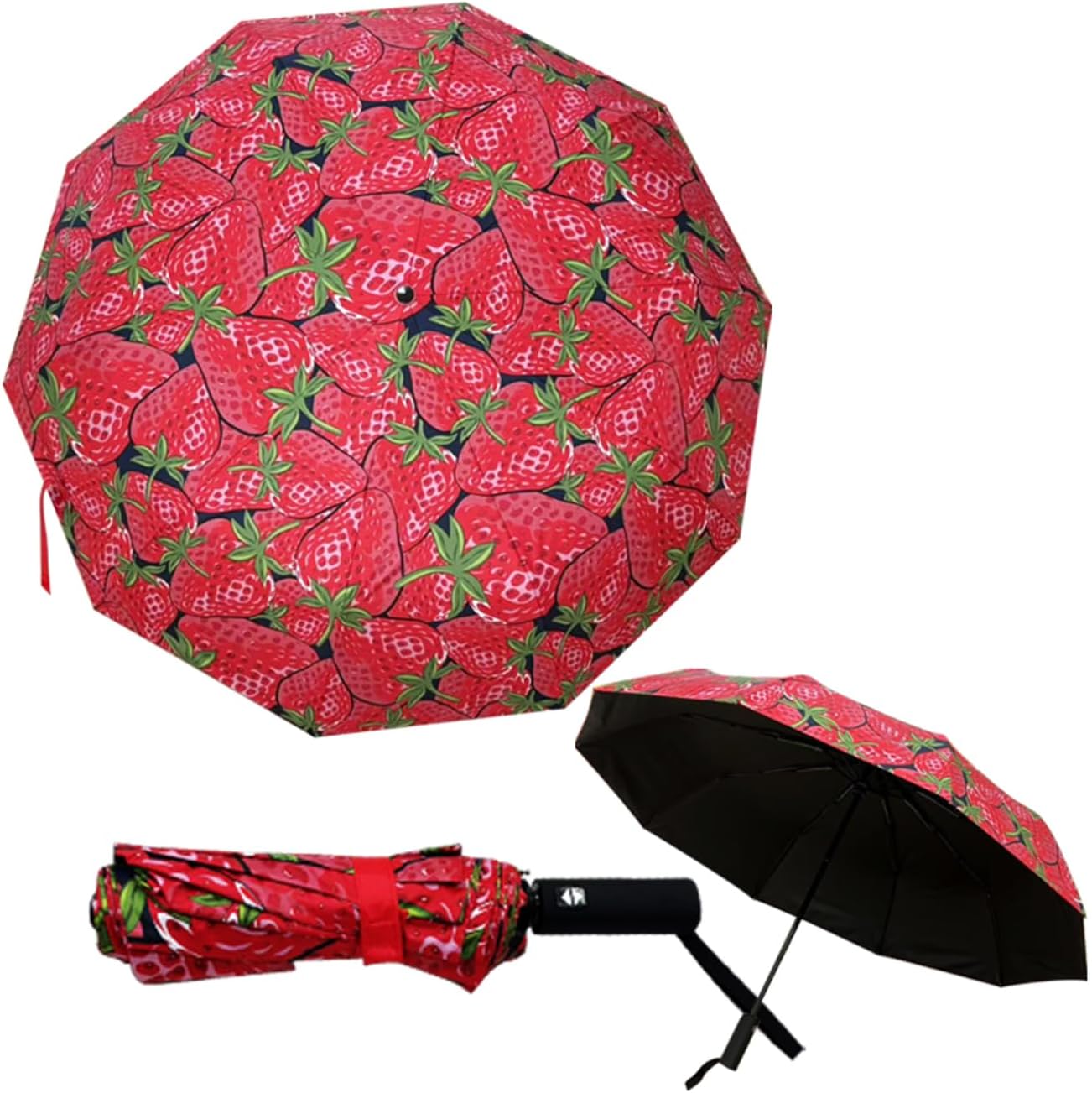 Windproof Travel Automatic Umbrella, 10 Ribs, Rainproof Foldable, Uv-Resistant, Portable