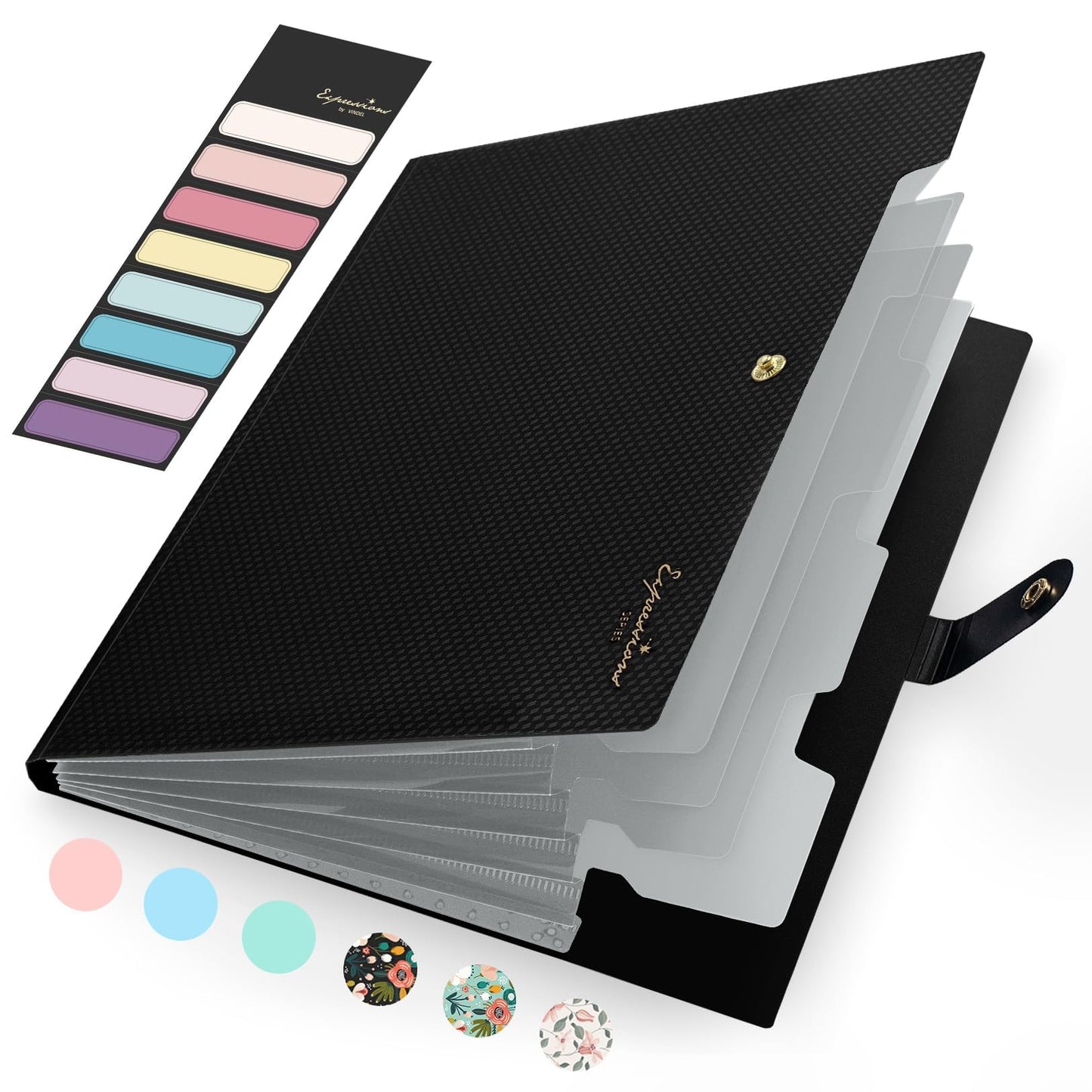 Sooez Accordion File Organizer, Expanding File Folder with Label, 5 Pocket