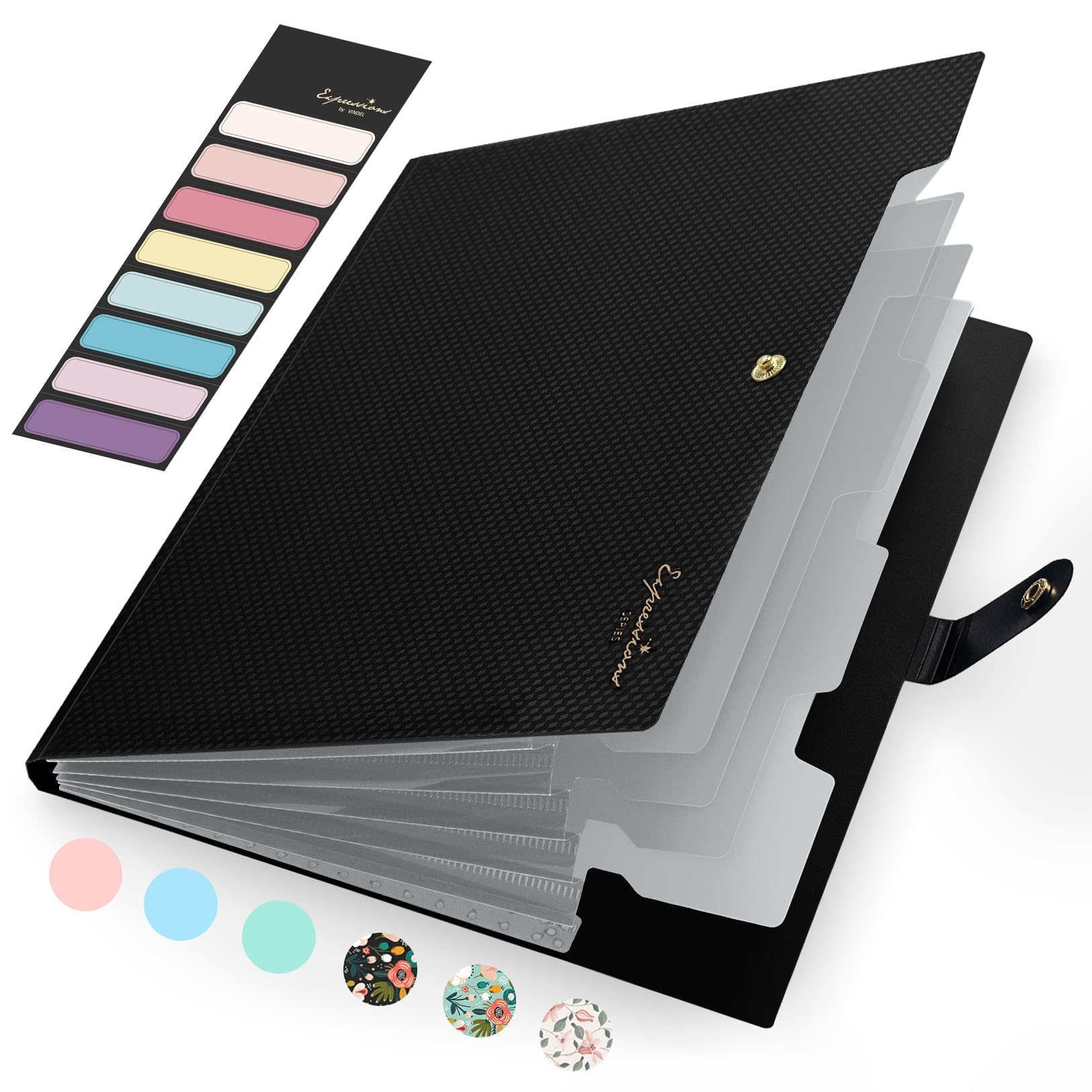 Sooez Accordion File Organizer, Expanding File Folder with Label, 5 Pocket