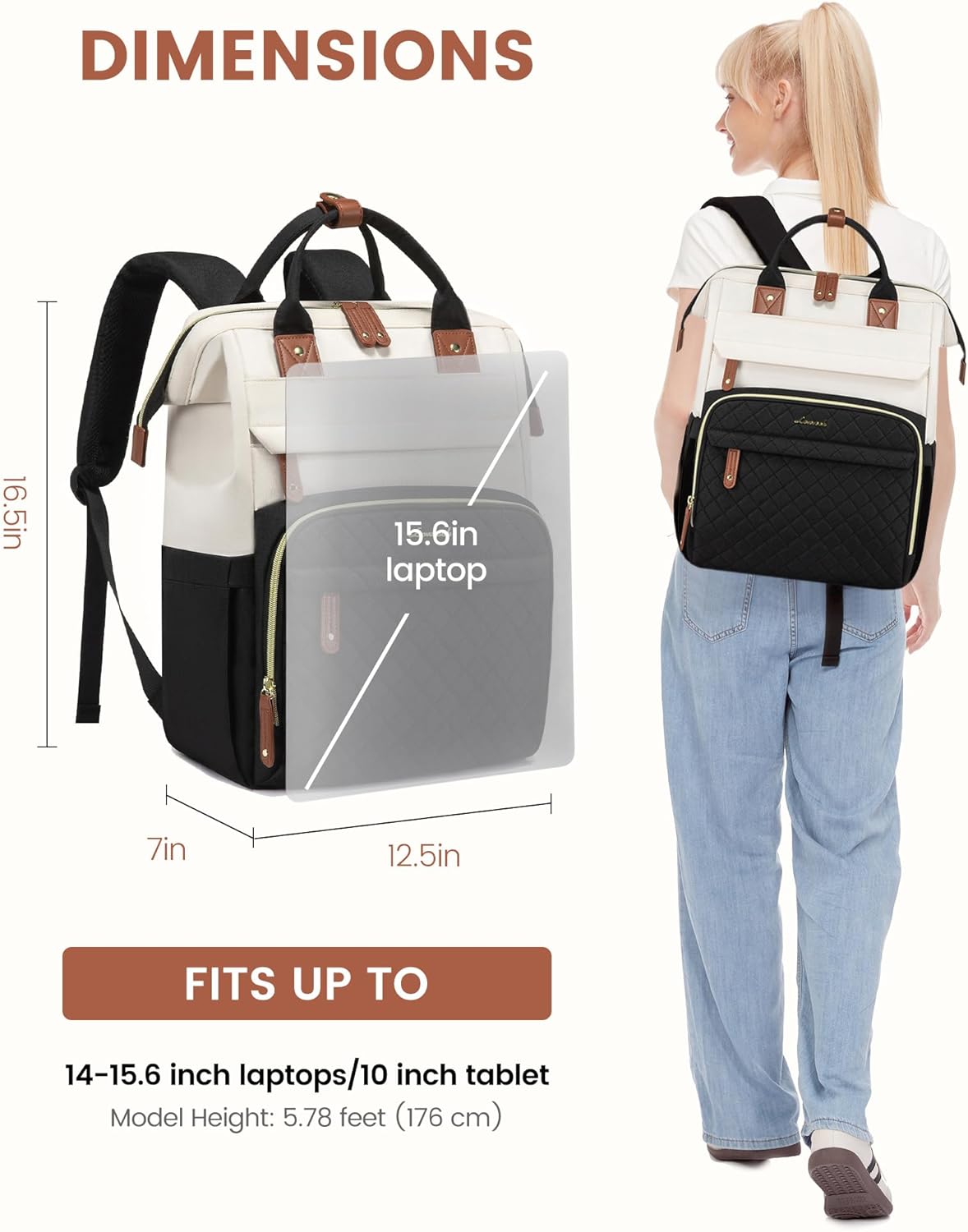 LOVEVOOK Laptop Backpack for Women, 15.6'' Waterproof Nurse Bag Teacher Work Backpack Purse for Women, Travel Computer Backpack for College Office Business Ladies