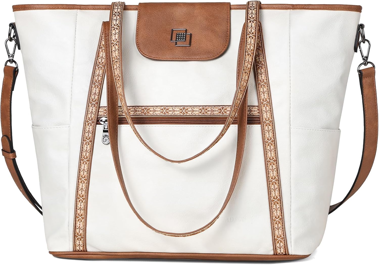 FADEON Large Laptop Tote Bag for Women Designer Leather Laptop Bag Fashion Travel Backpack Purse