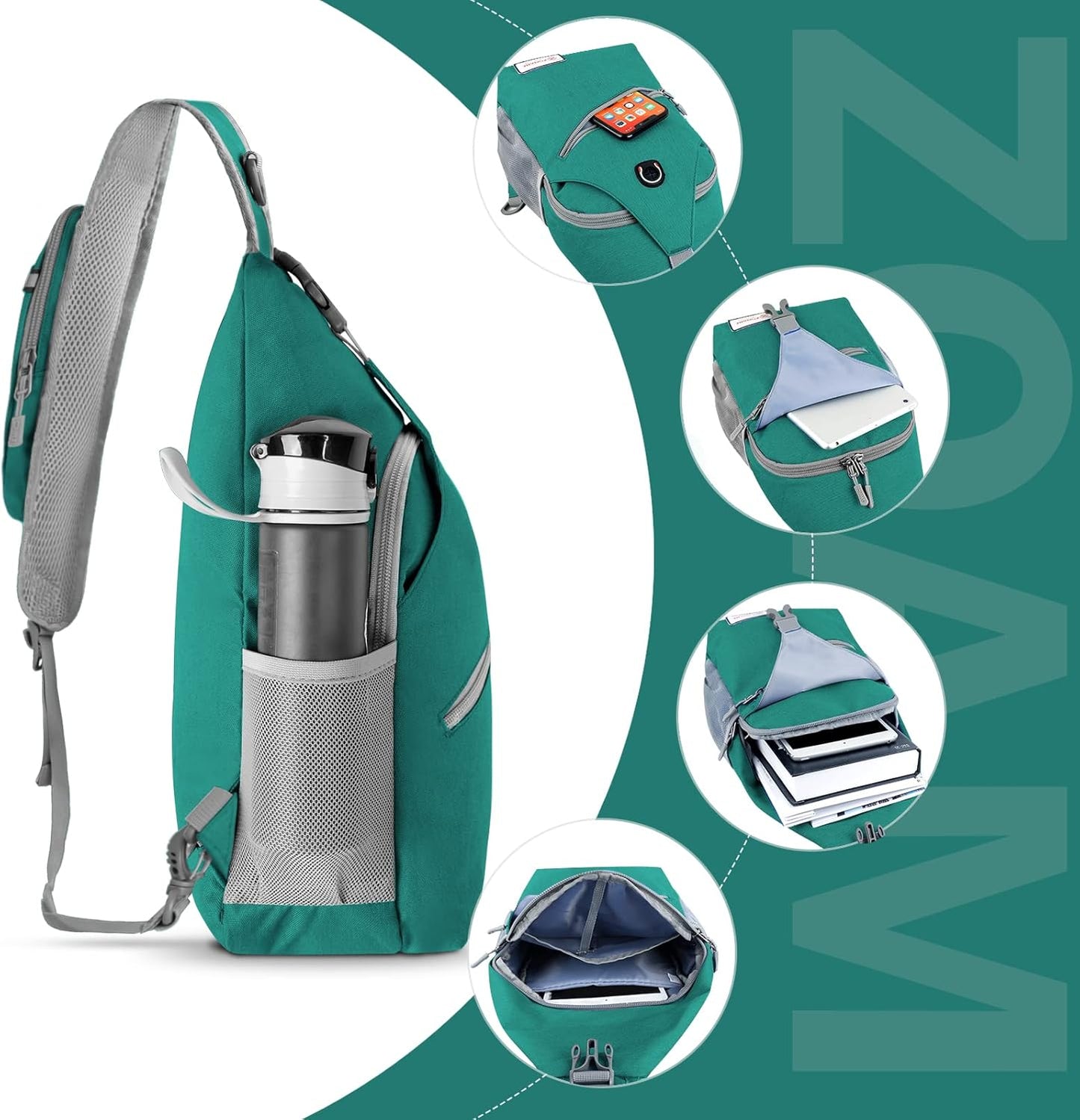 ZOMAKE Sling Bag,Small Crossbody Sling Backpack,Water Resistant Shoulder Daypack for Travel,Anti