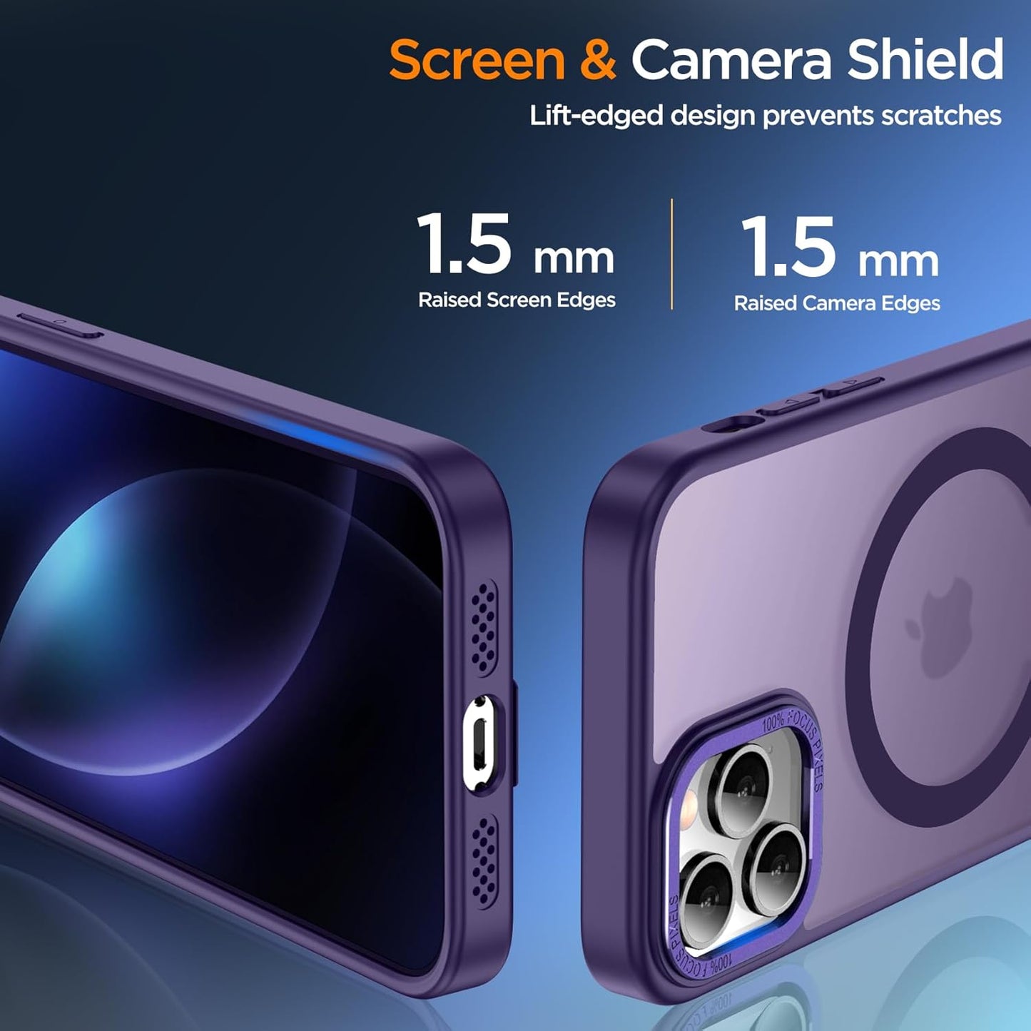for iPhone 14 Pro Case with Kickstand, Compatible with MagSafe, [Invisible Stand] Anti-Slip Shockproof Military-Grade Protection, Magnetic Translucent Phone Case for iPhone 14Pro (Purple)