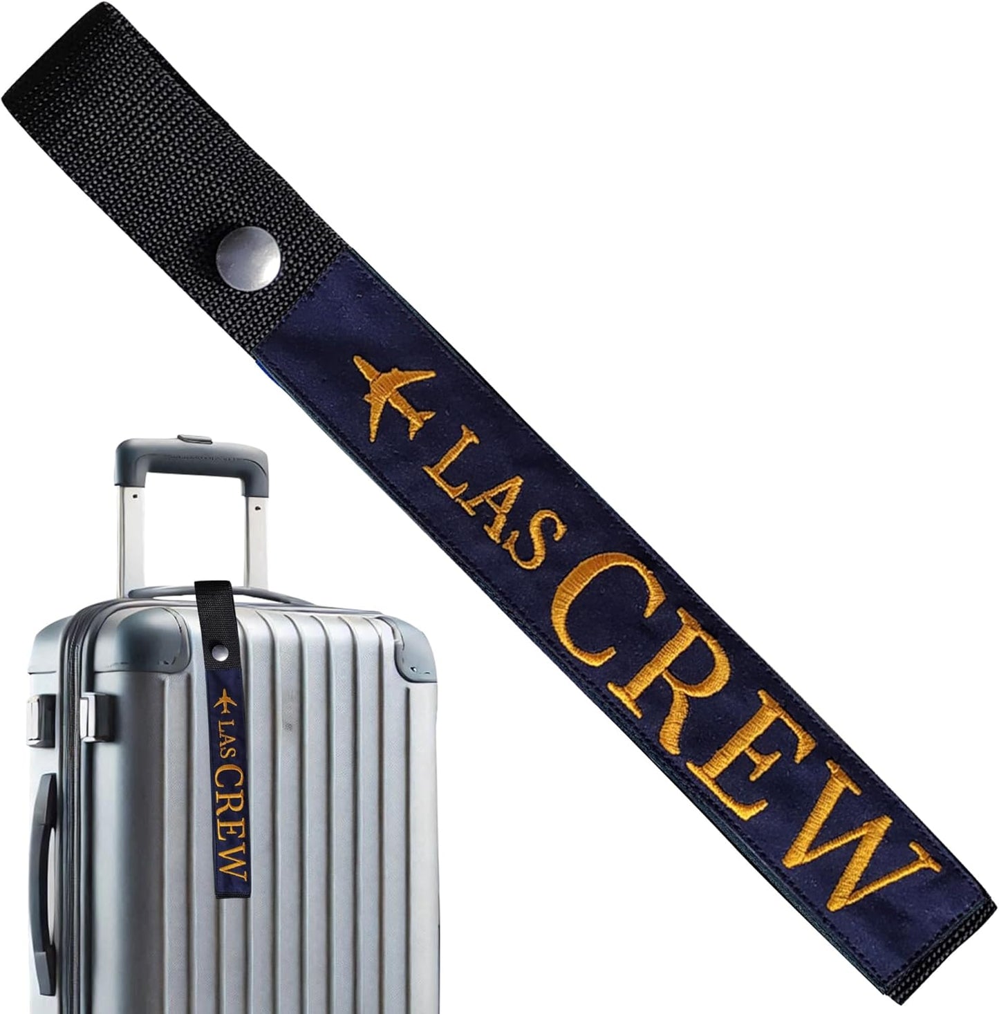 Personalized Luggage Handle Tag Finder | Custom Embroidered Icon Monograms or Short Text ID Tag | Cover Identifier Marker for Suitcase or Bag | Accessories for Travel by ACORD EU (Navy Blue Tag)