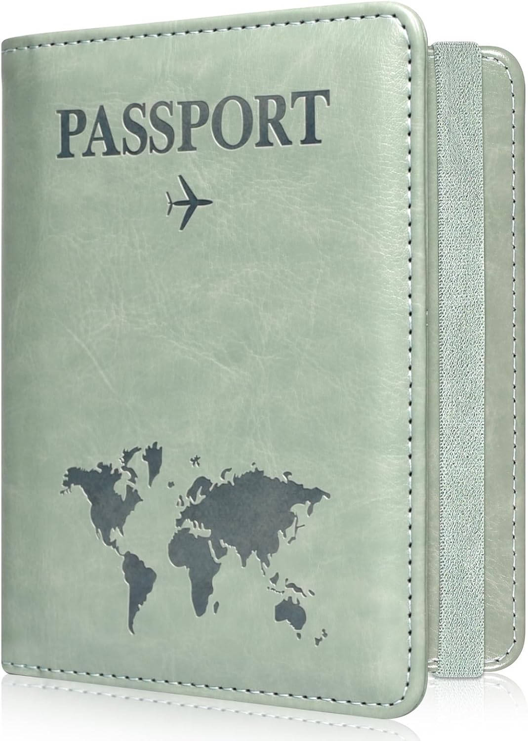 ACdream RFID BLOCKING Passport Holder Travel Wallet, Premium PU Leather Cover Passport Book with Card Holder, Pen Holder, Keep Organization, and Travel Essentials for Women/Men, Agave Green