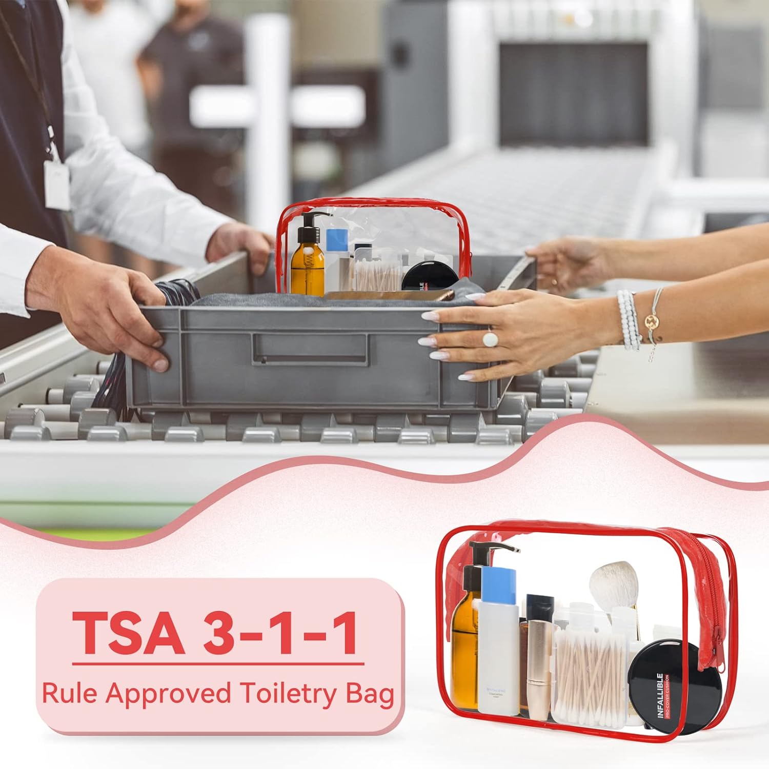 TISRATOK 12 PCS Clear Makeup Bag for Women with Zipper, TSA Approved Toiletry Pouch, Cosmetic Bag