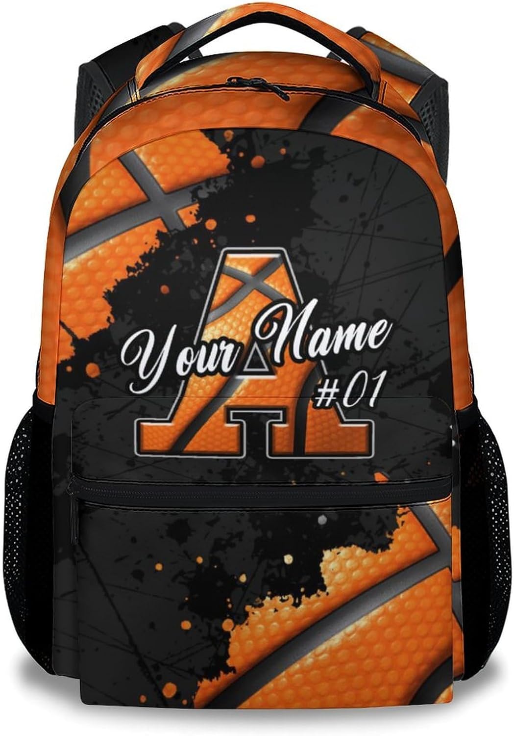 COZYAURA Backpack for Kids - Basketball Backpack for Boys & Girls - Custom Initial School Bag with Name - 17 Inch Sports Theme Bookbag for Elementary, Middle School