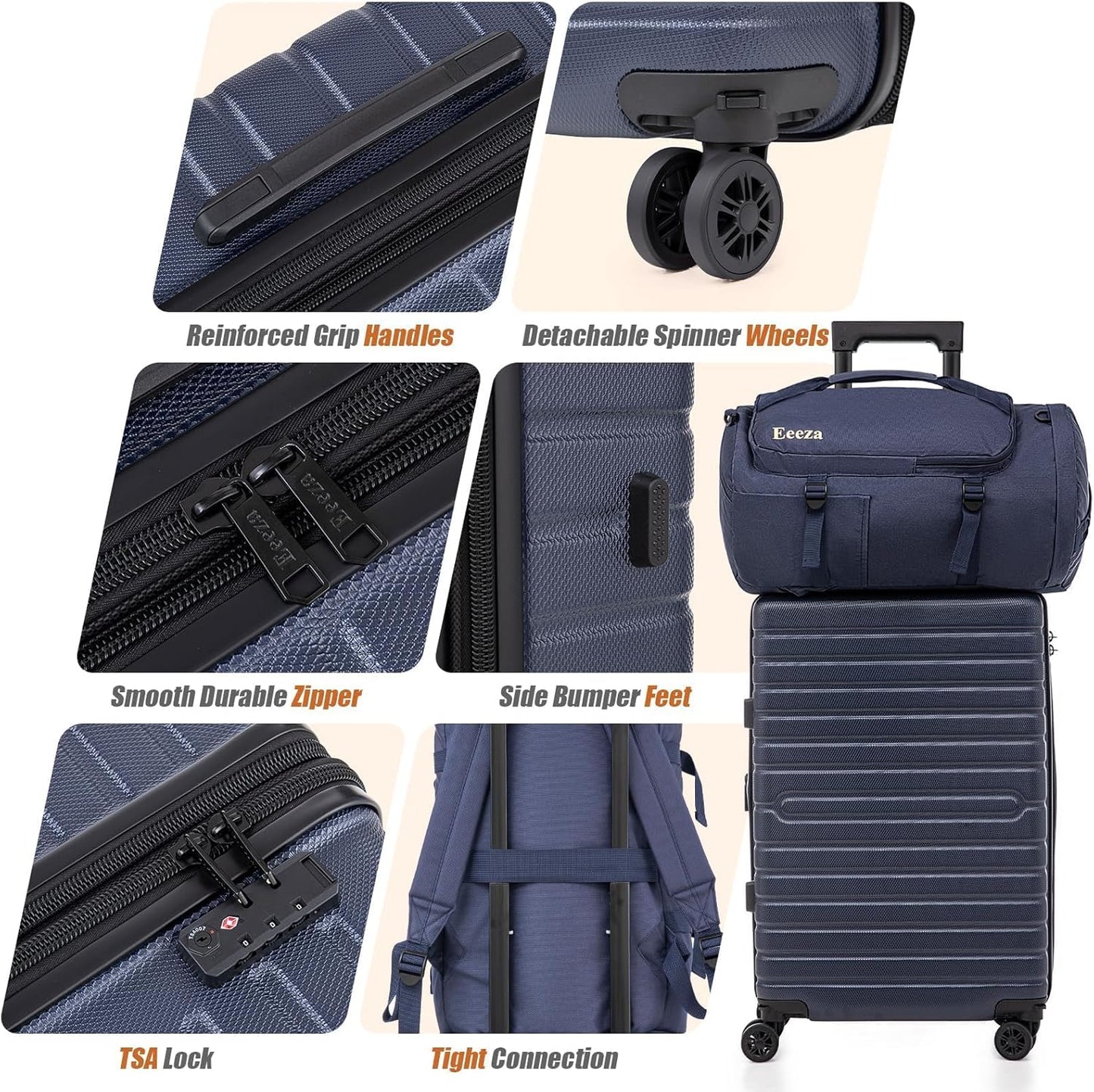Expandable Luggage Sets 21"/25"/30" 5 Piece Luggage Set,Suitcase Sets with ABS Hard Shell Lightweight TSA Lock and Detachable Double Spinner Wheels(PorscheBlue,BP/TB)