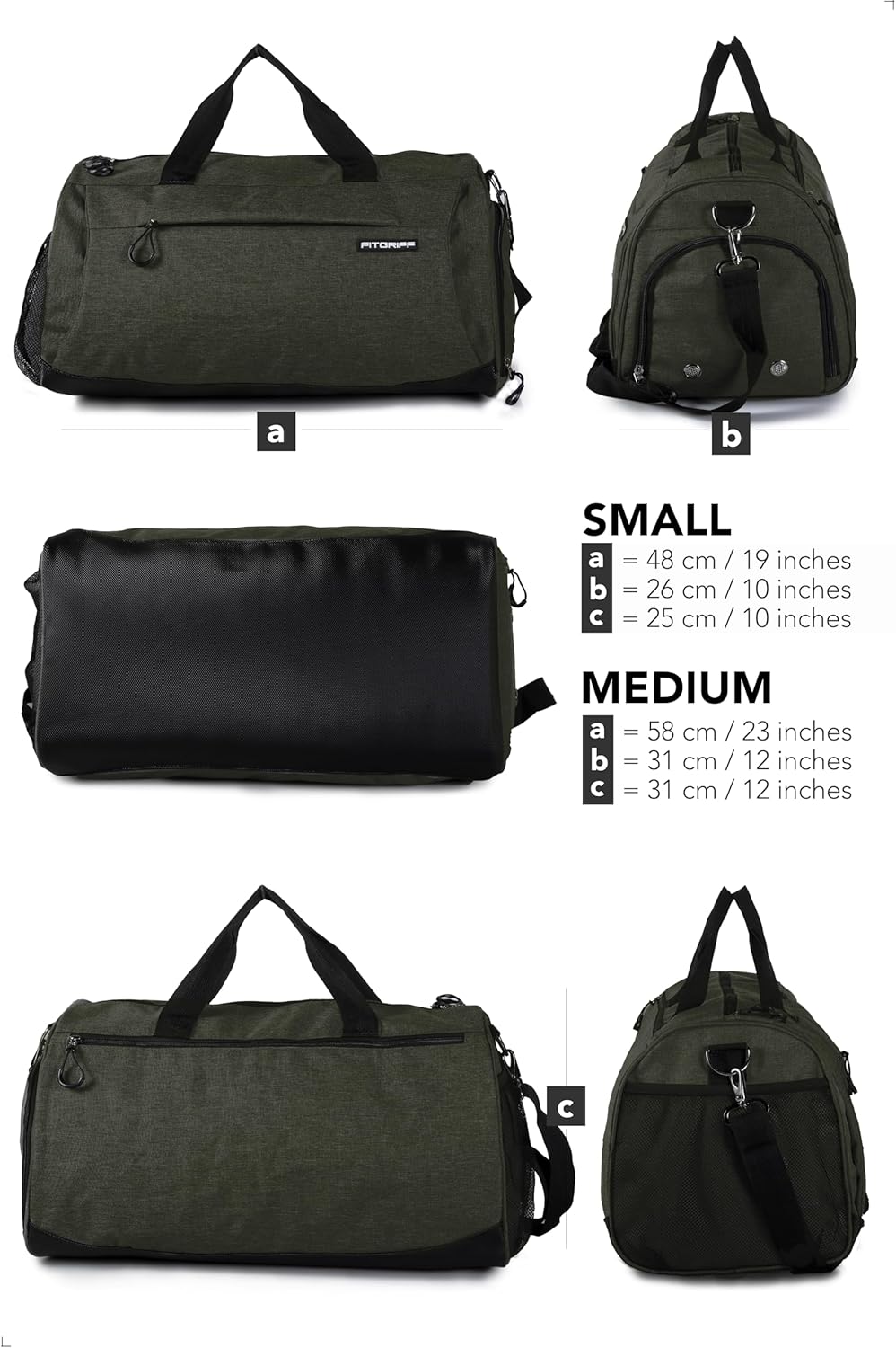 Fitgriff® Gym Bag for Men & Women with Shoe & Wet Compartment - Duffle Bag for Travel, Sports