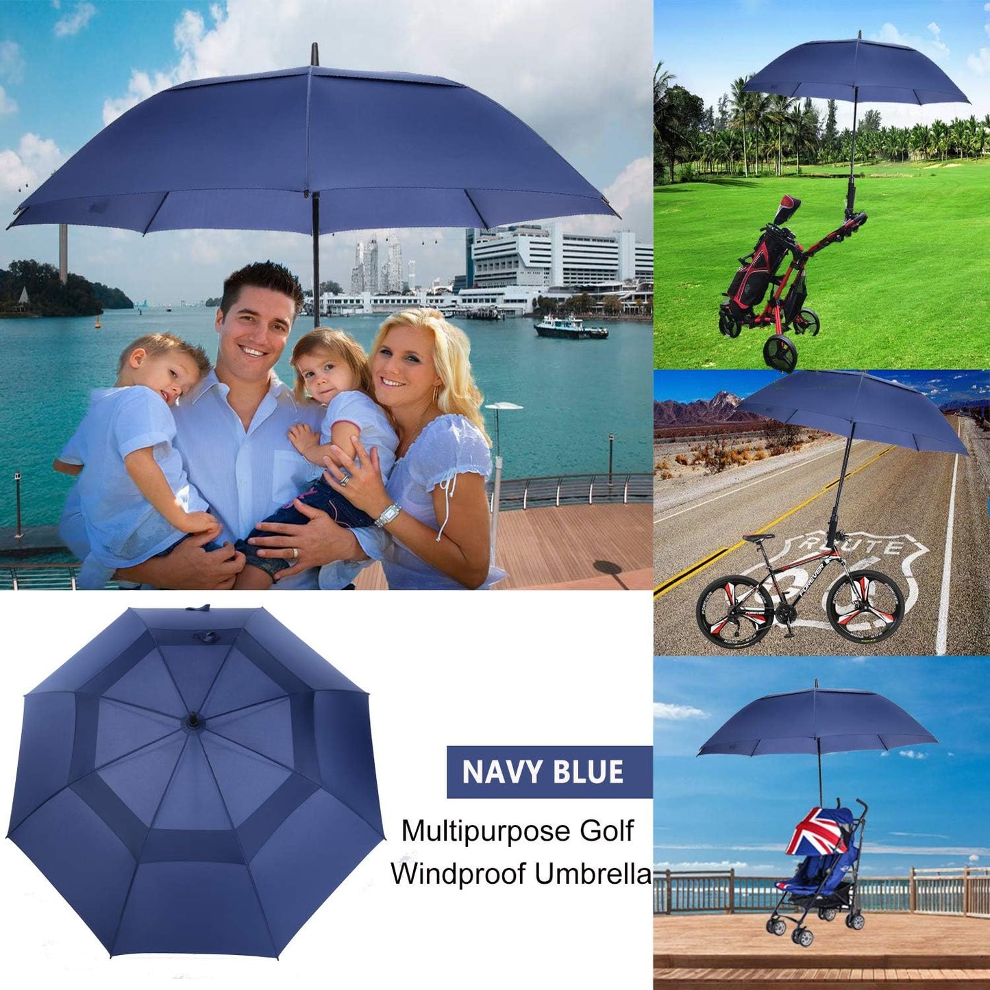 MRTLLOA Extra Large Golf Umbrella, 54/62/68/72 Inch Automatic Open, Oversize Double Canopy Vented